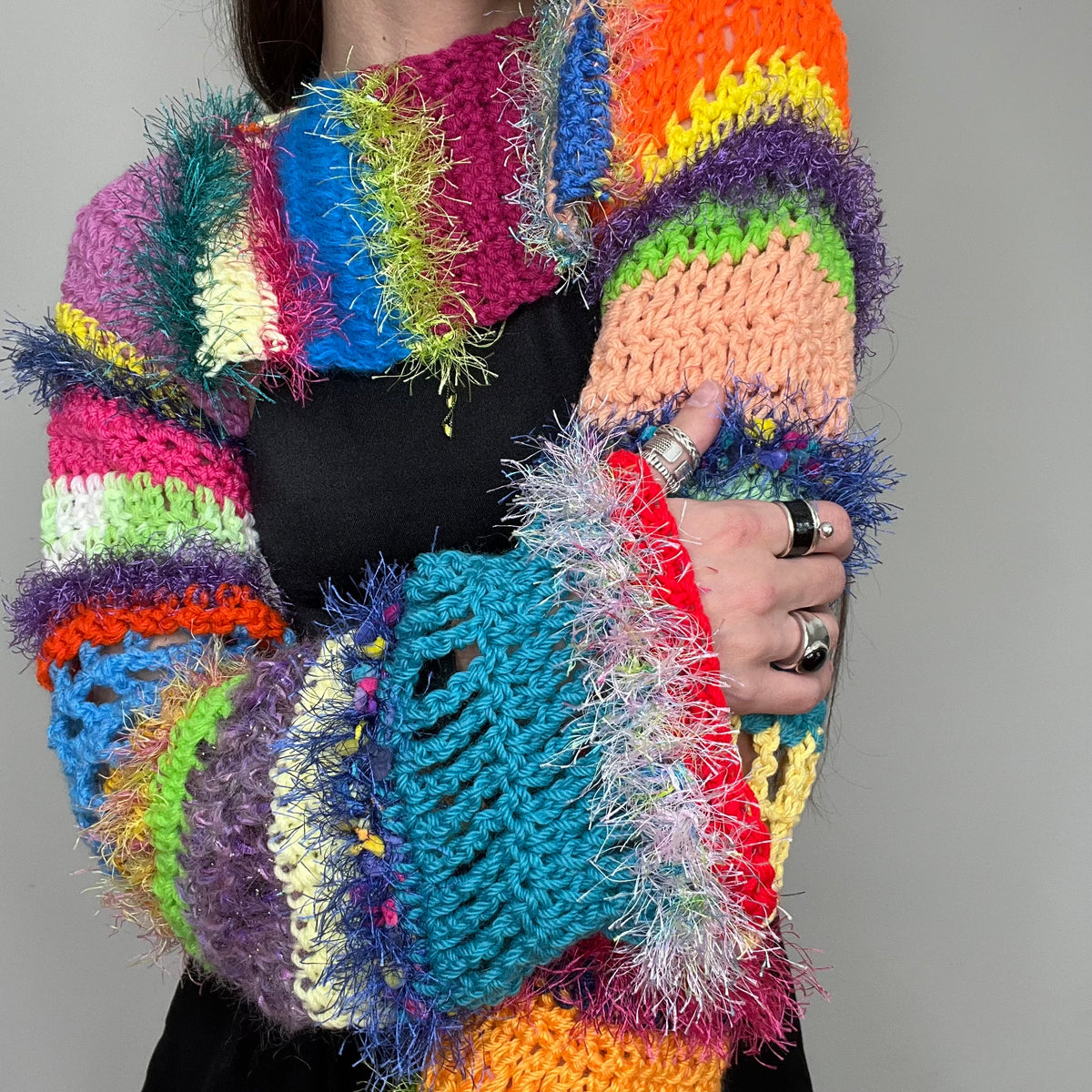 Rainbow Crocheted Shrug Bolero V14 – YOYO