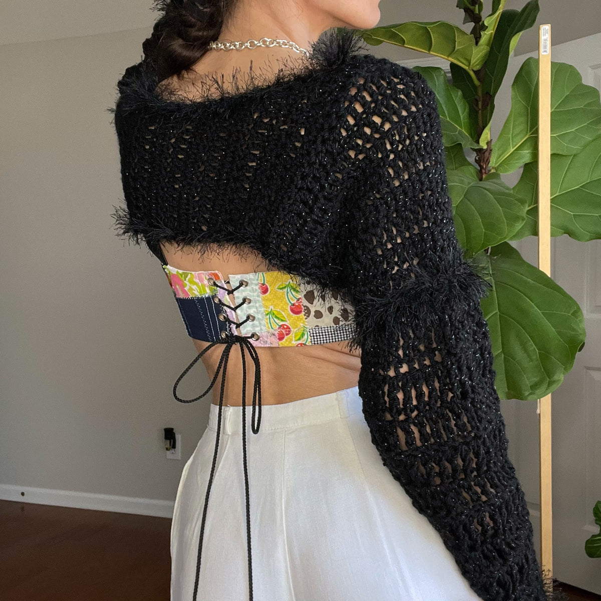 Black 2024 crochet shrug