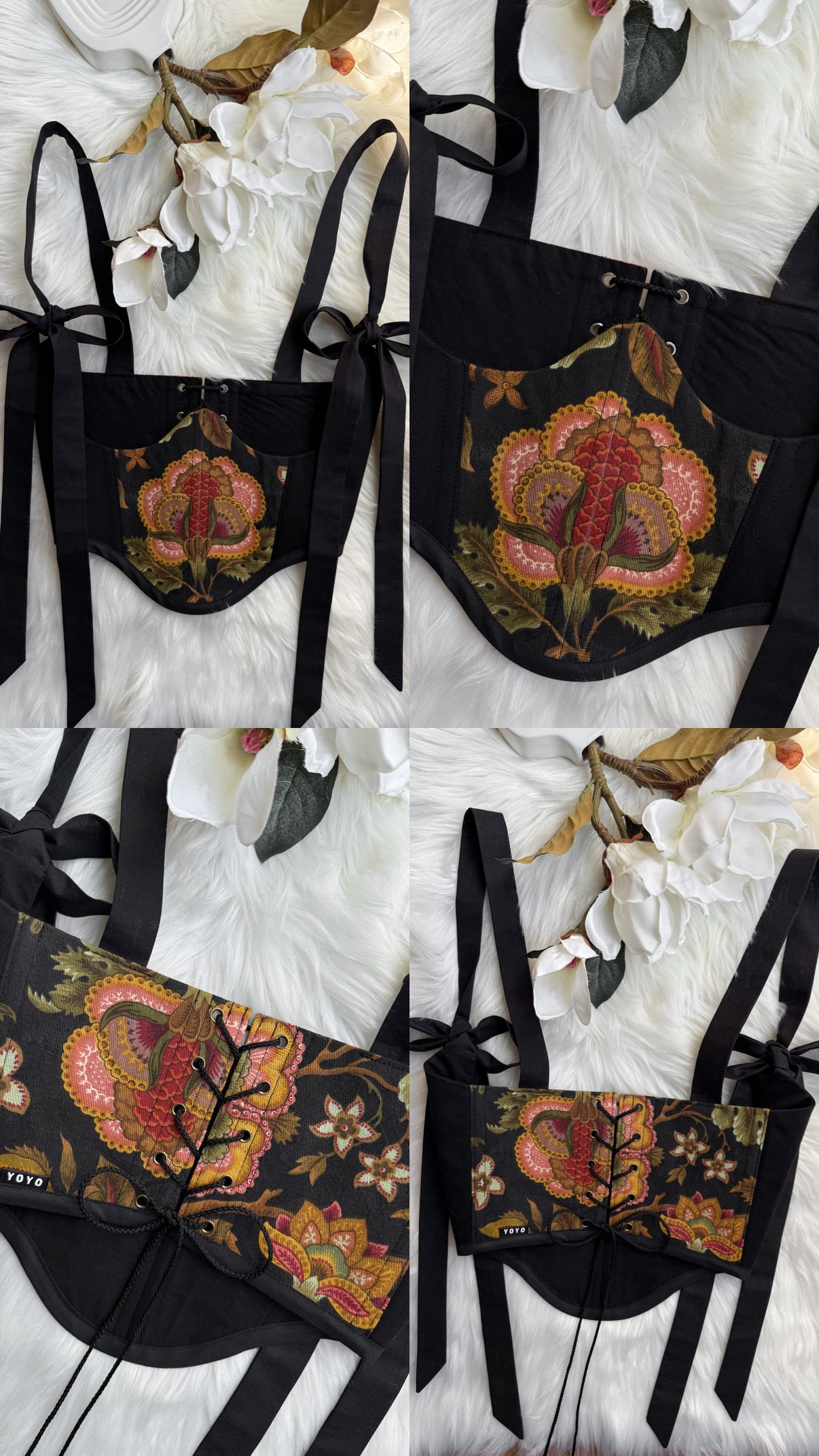 Floral Bow Underbust Corset