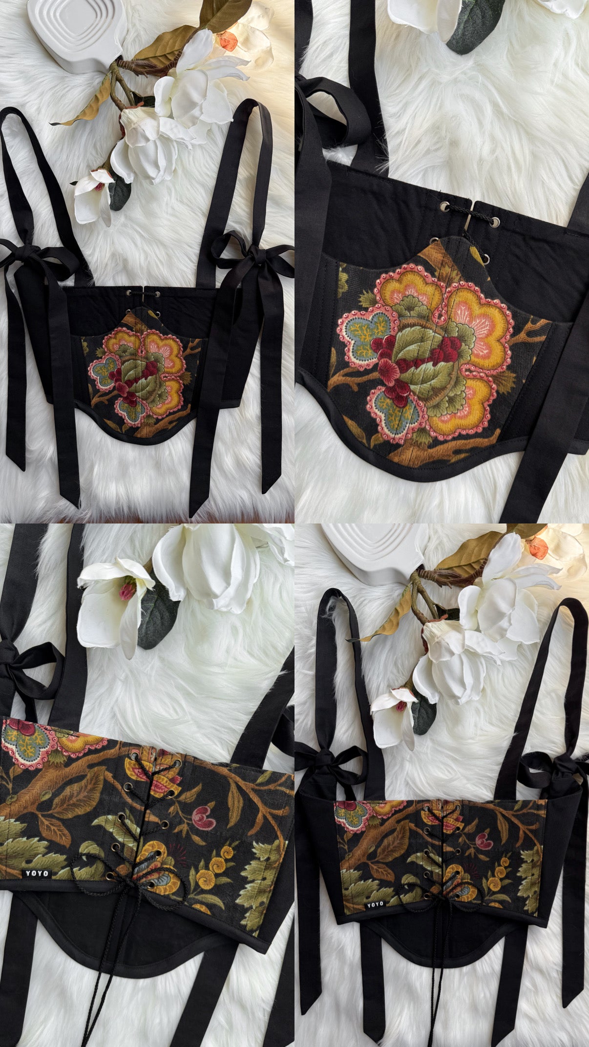 Floral Bow Underbust Corset