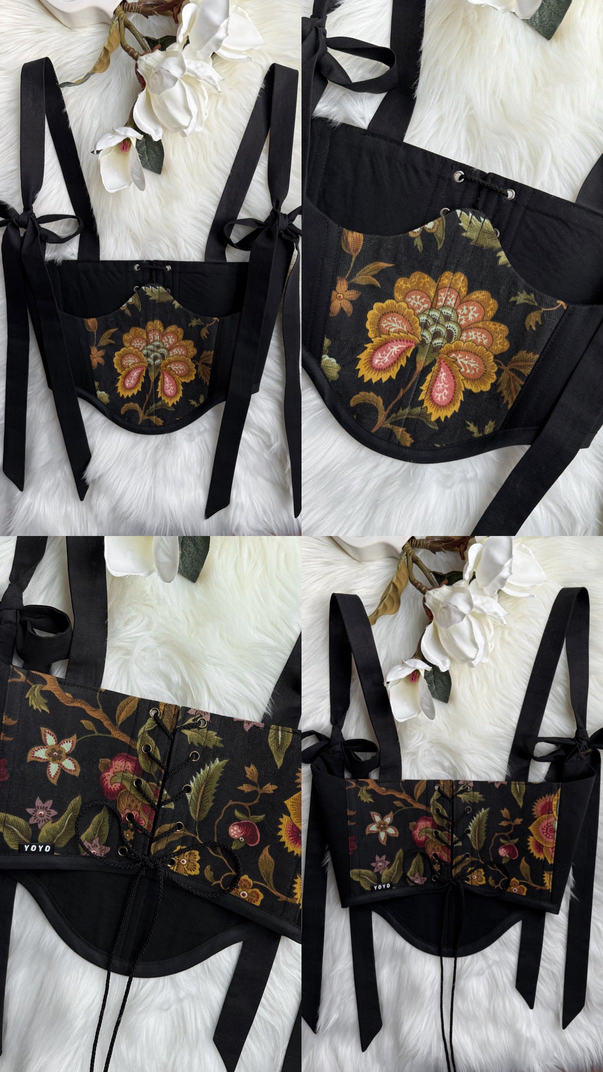 Floral Bow Underbust Corset