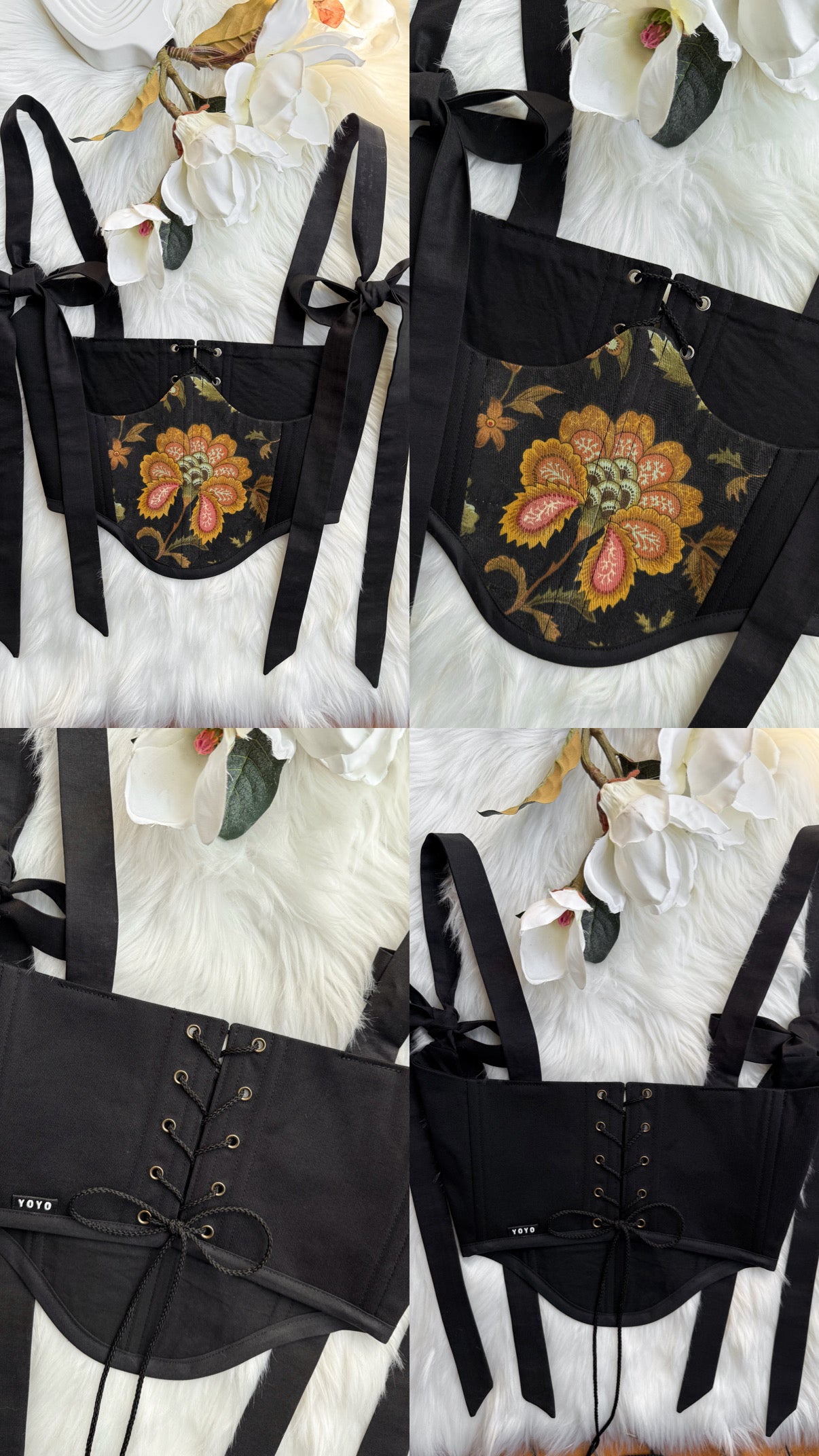 Floral Bow Underbust Corset
