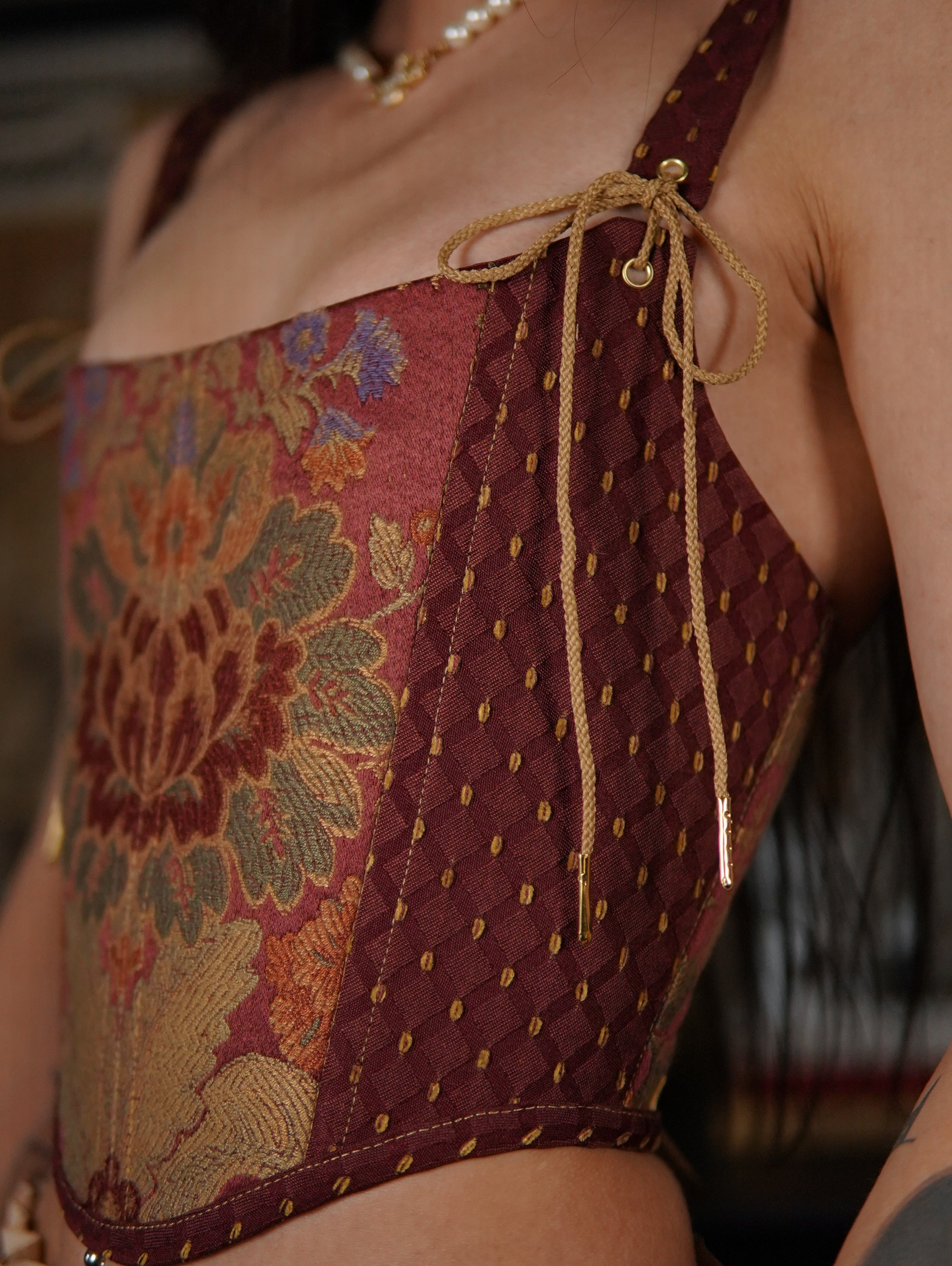 Burgundy Brocade Corset