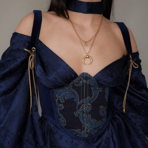 Navy + Gold Underbust Corset V2