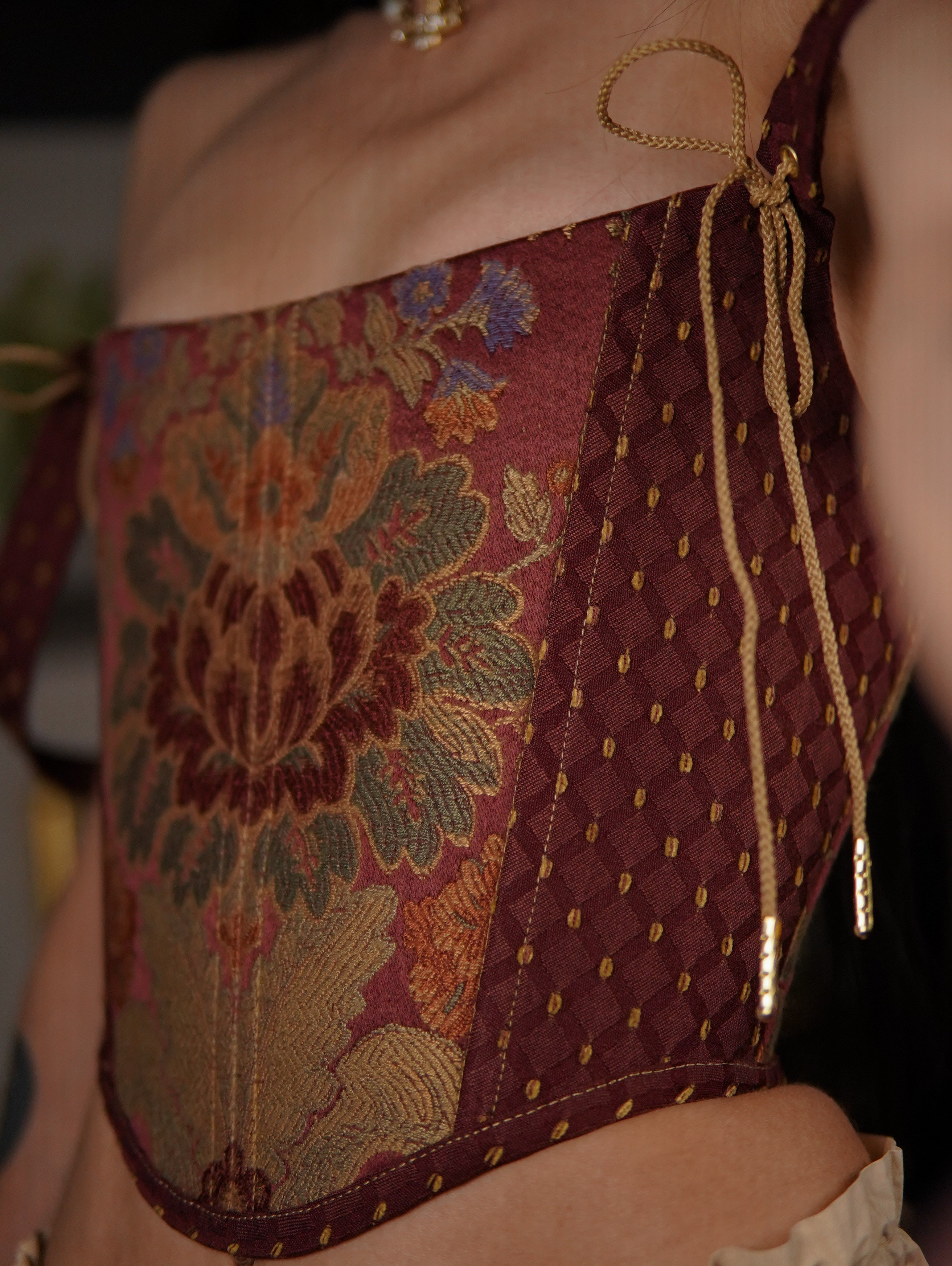Burgundy Brocade Corset