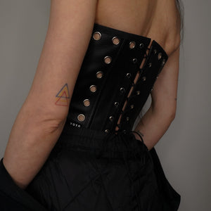 Faux Leather Strapless Corset