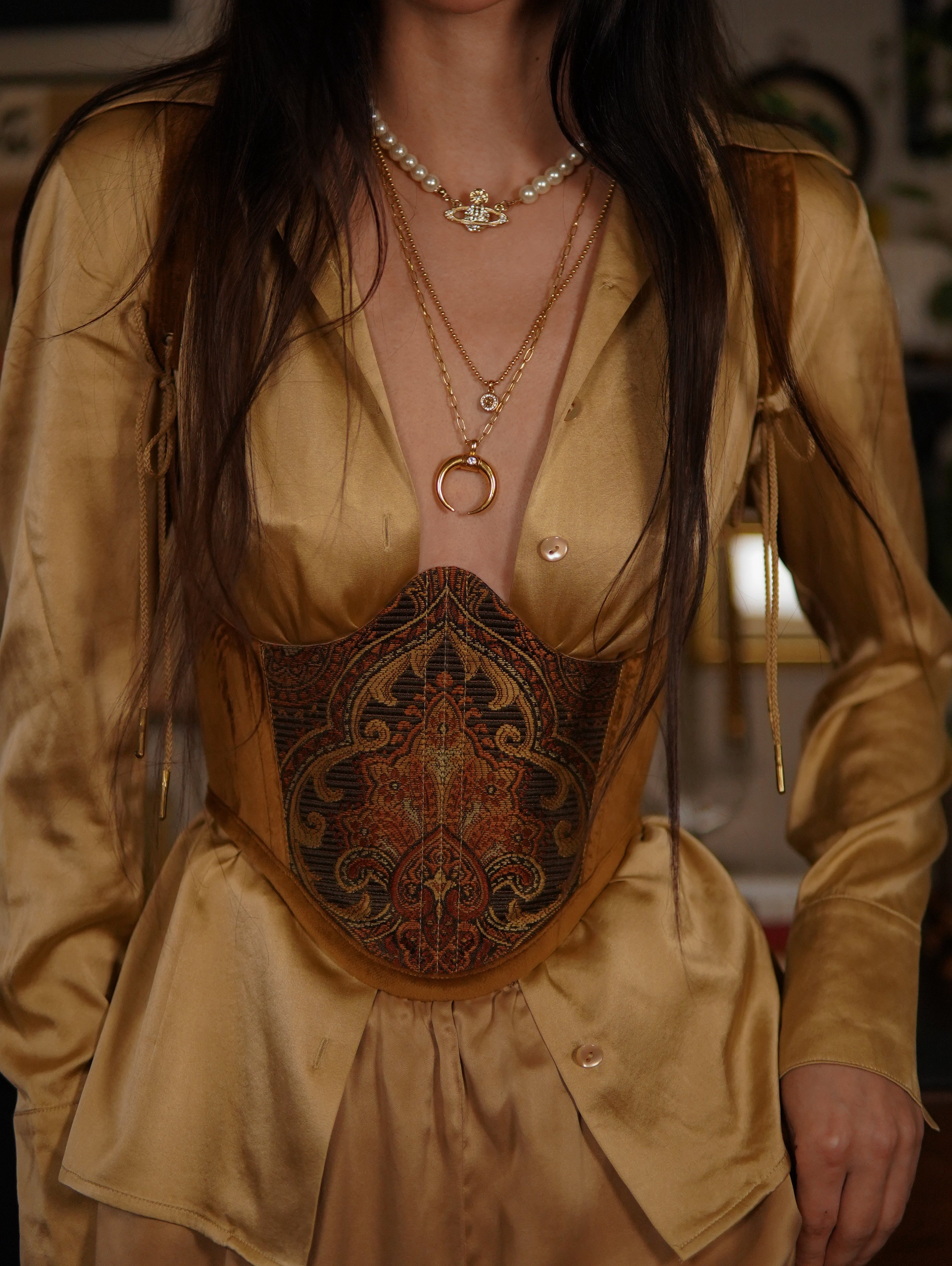 Copper Brocade Underbust Corset