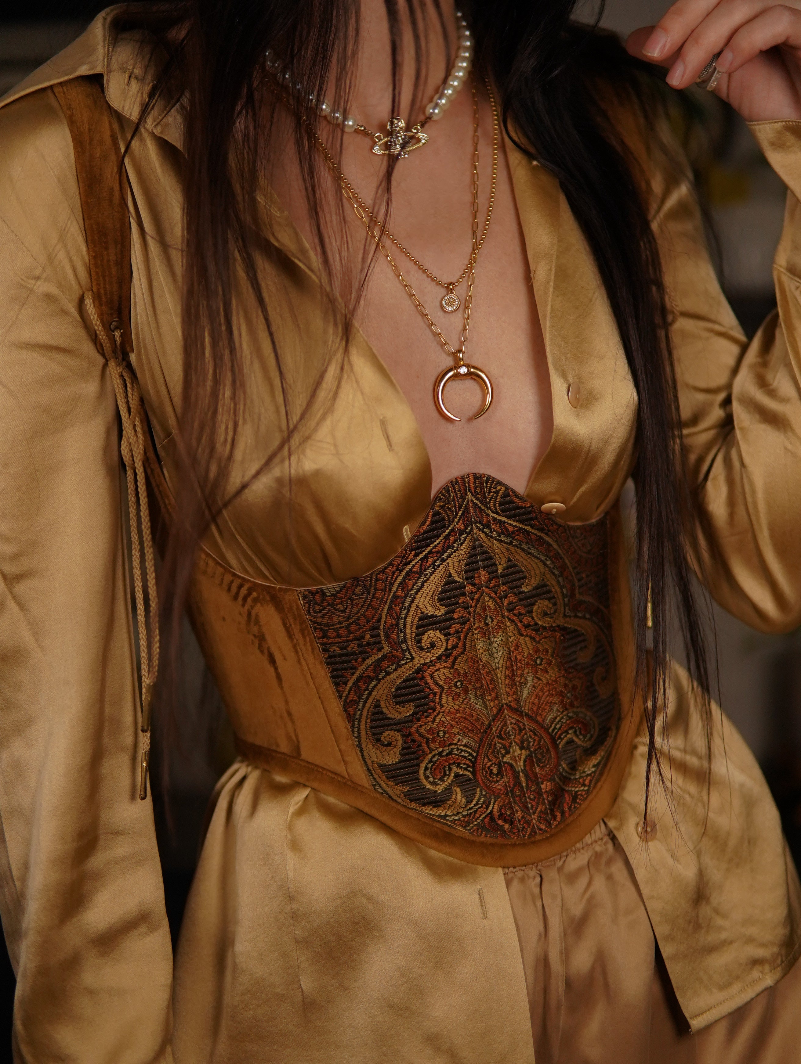 Copper Brocade Underbust Corset