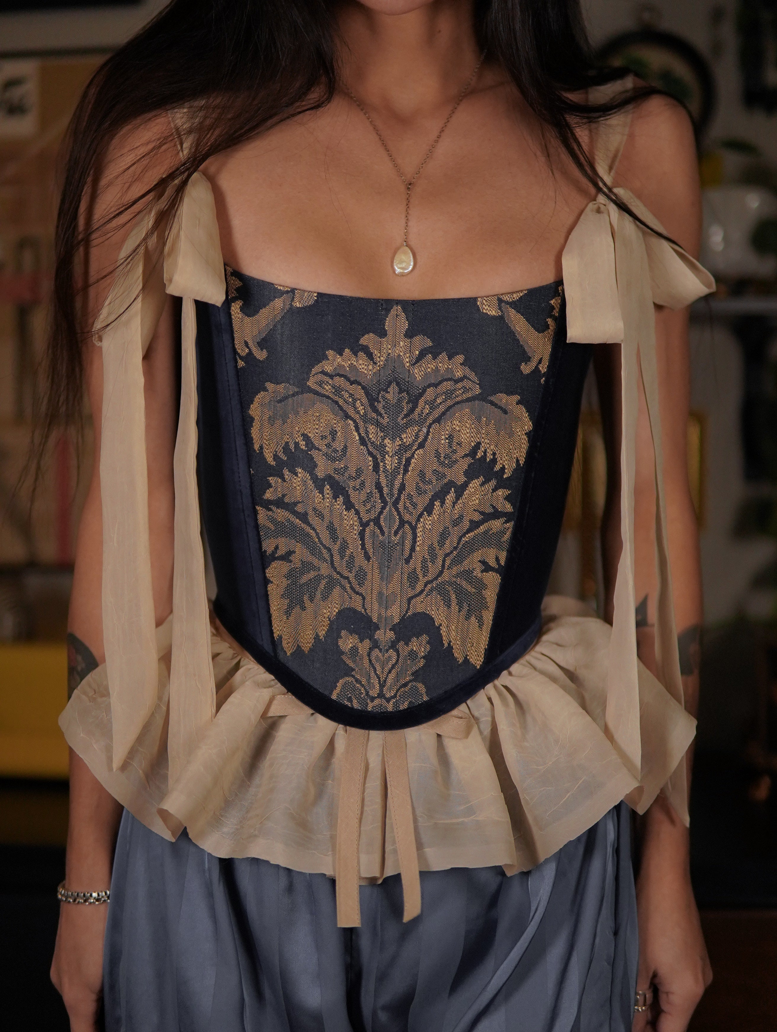 2 in 1 Royal Blue Corset