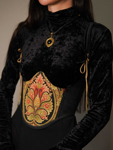 Black Royal Velvet Underbust Corset