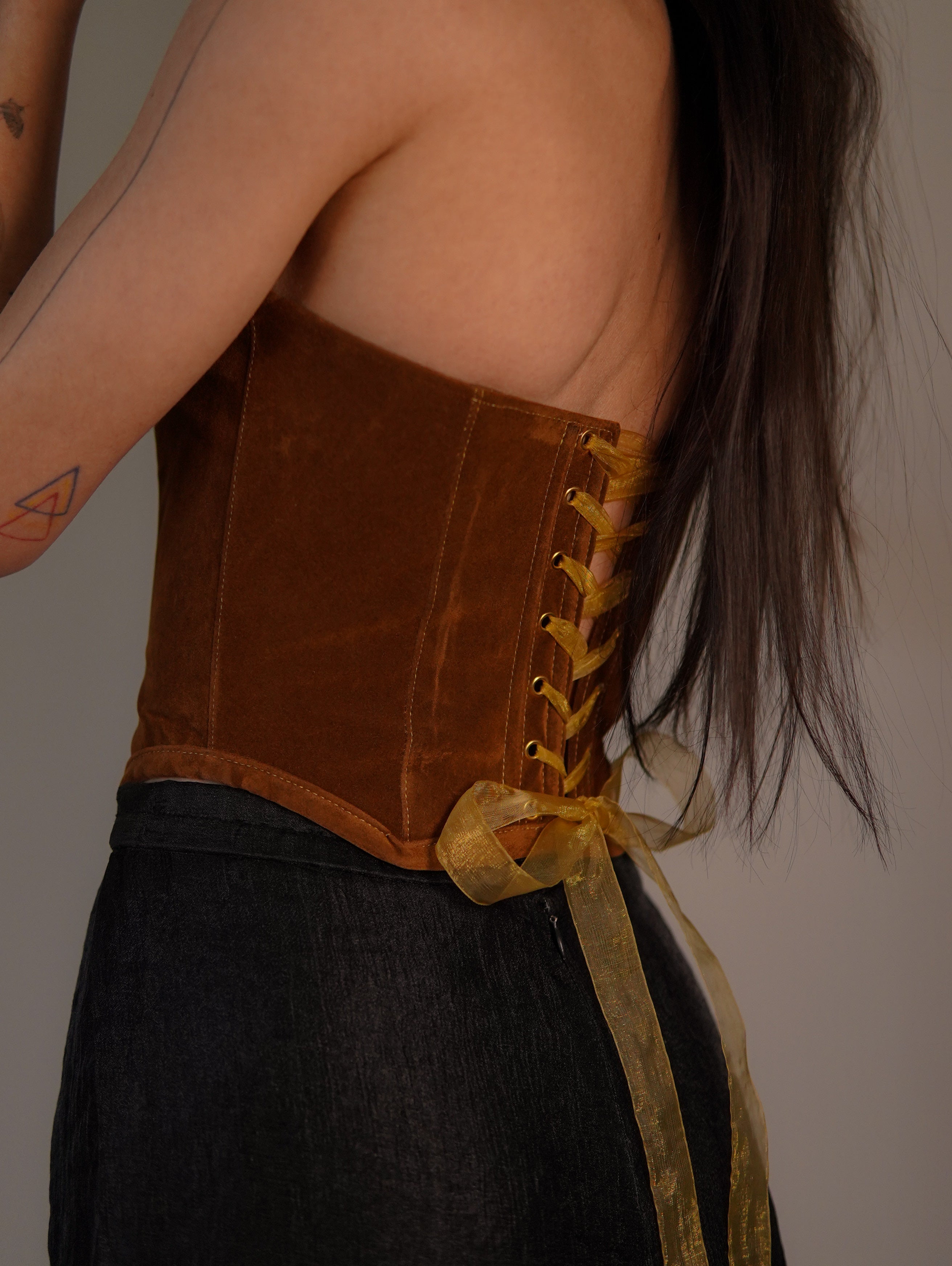 Faux Suede Strapless Corset