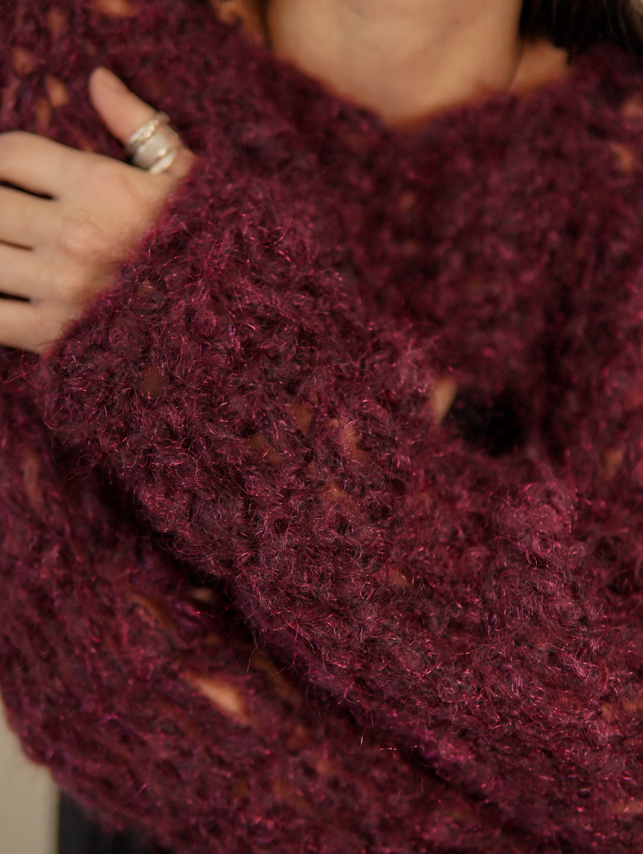 Wine Mohair Shrug V2