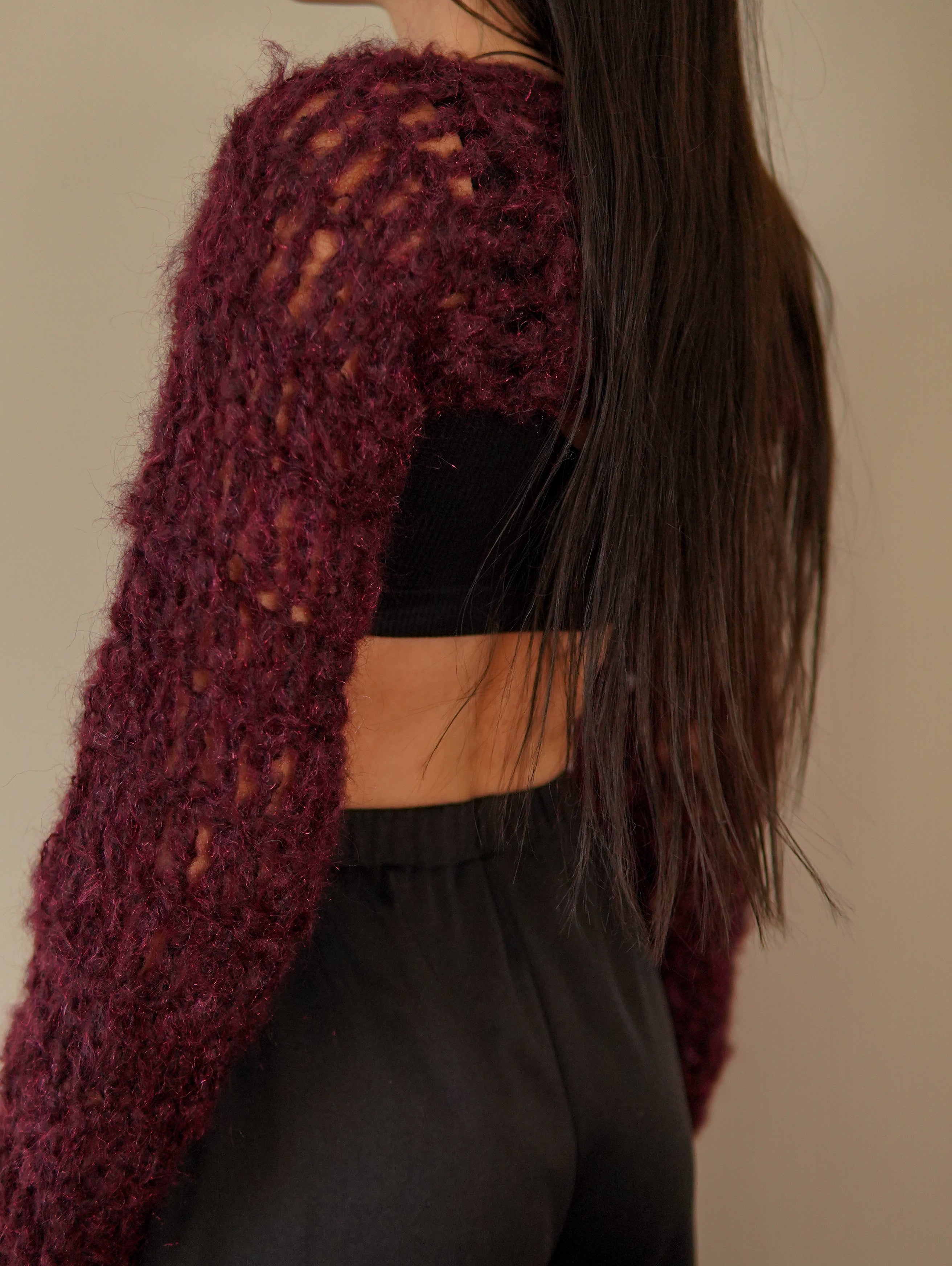 Wine Mohair Shrug V2