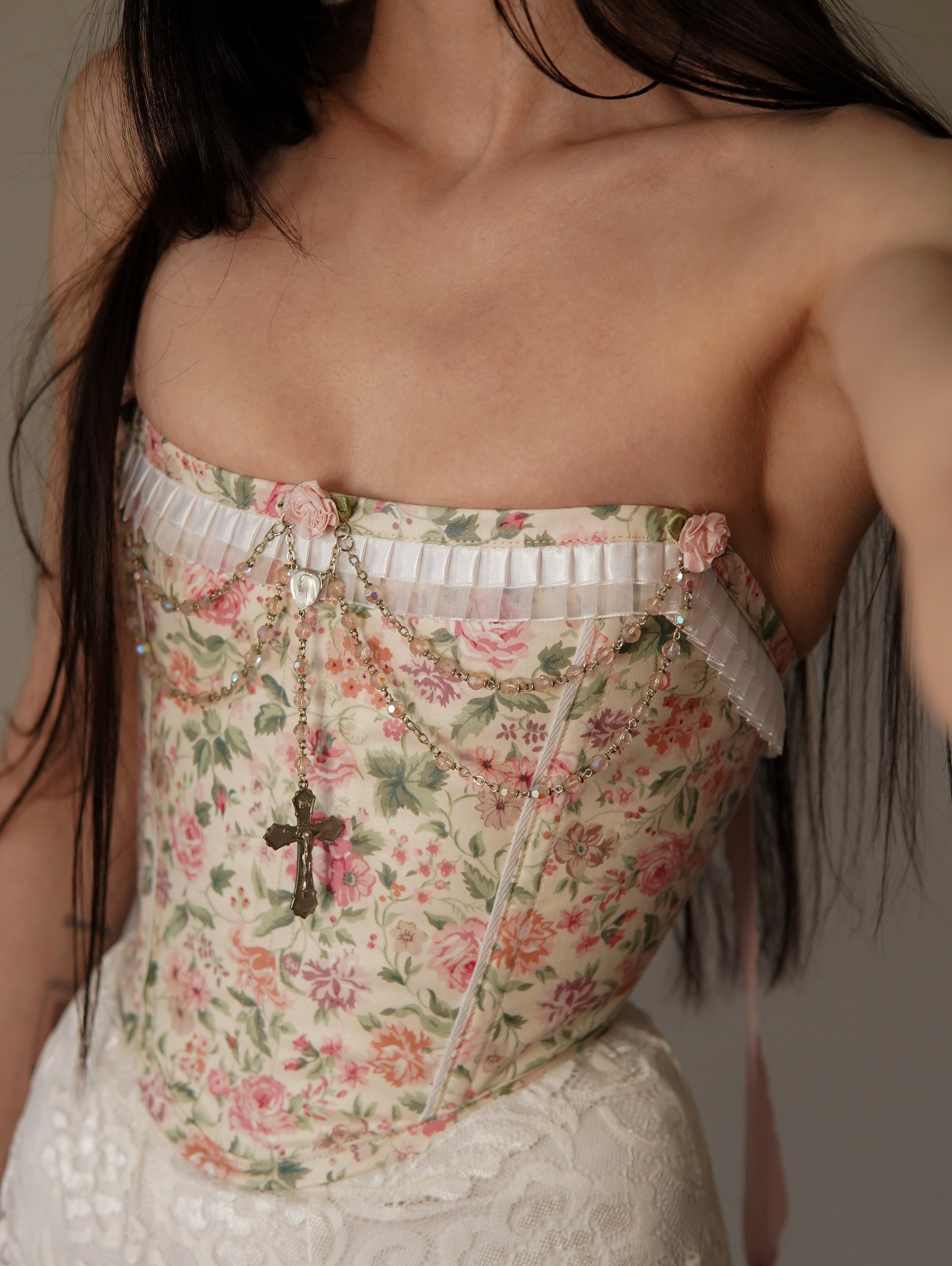 Bejeweled Flower Corset