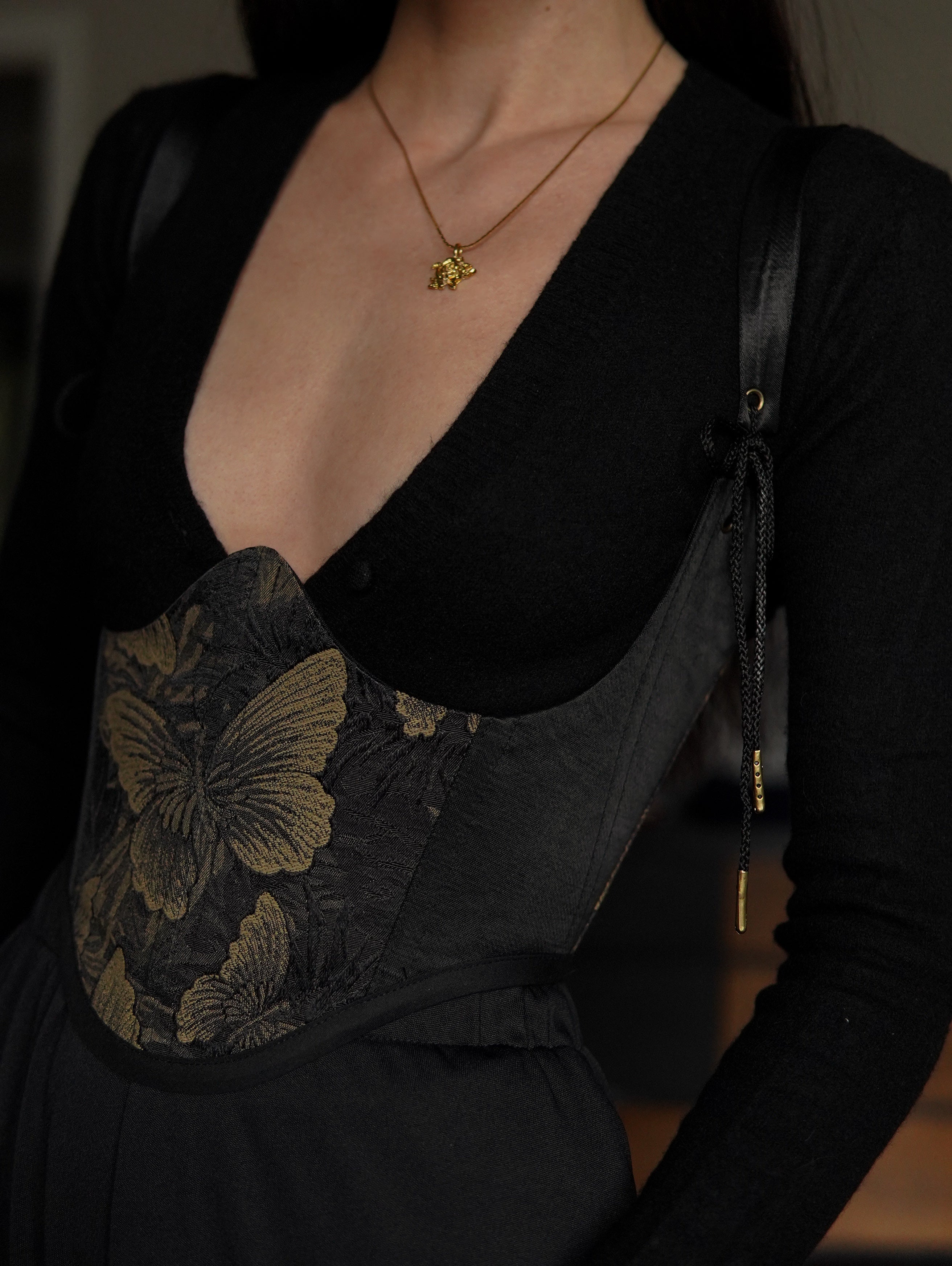 Black Butterfly Underbust Corset V2