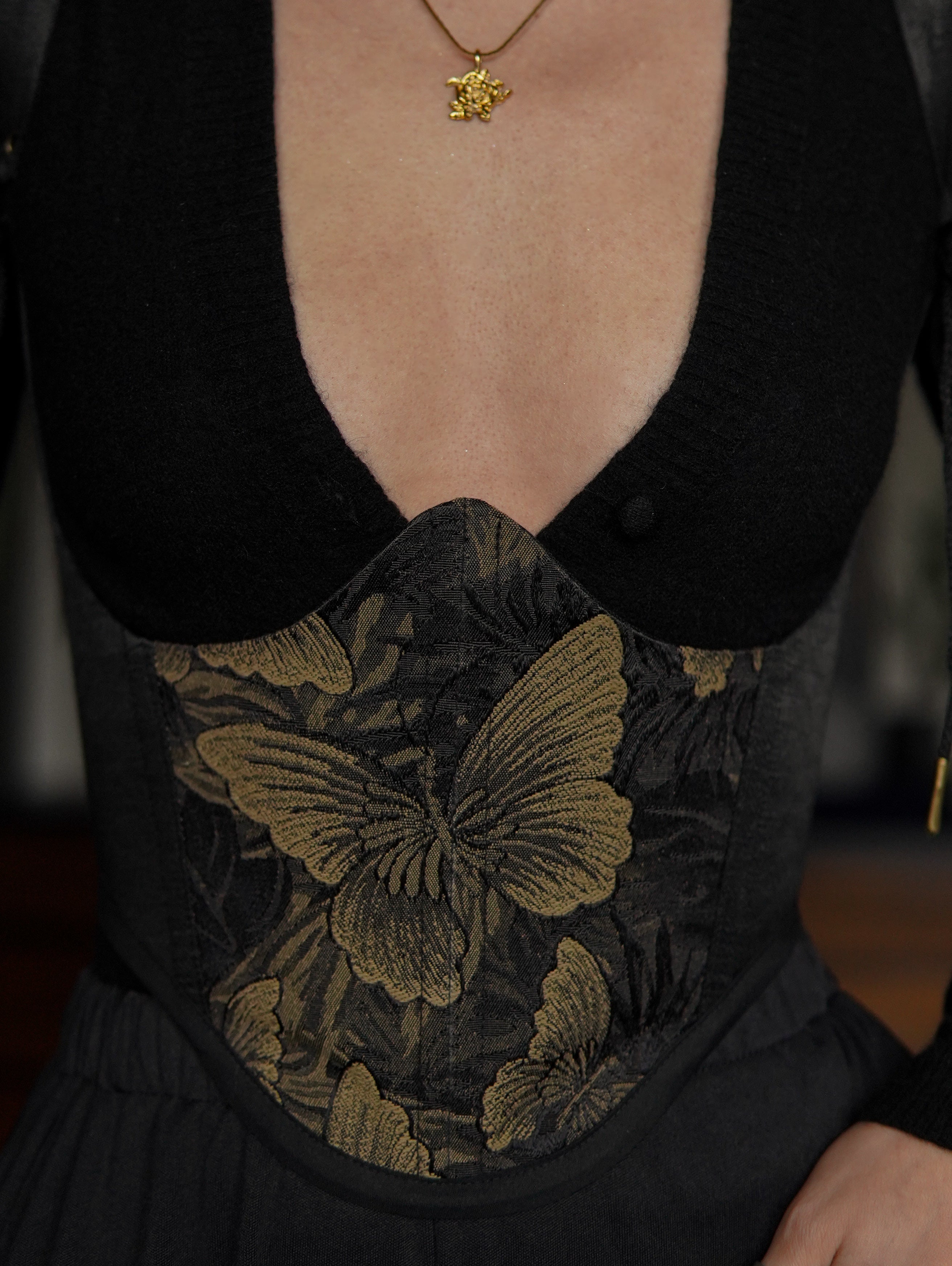 Black Butterfly Underbust Corset V2