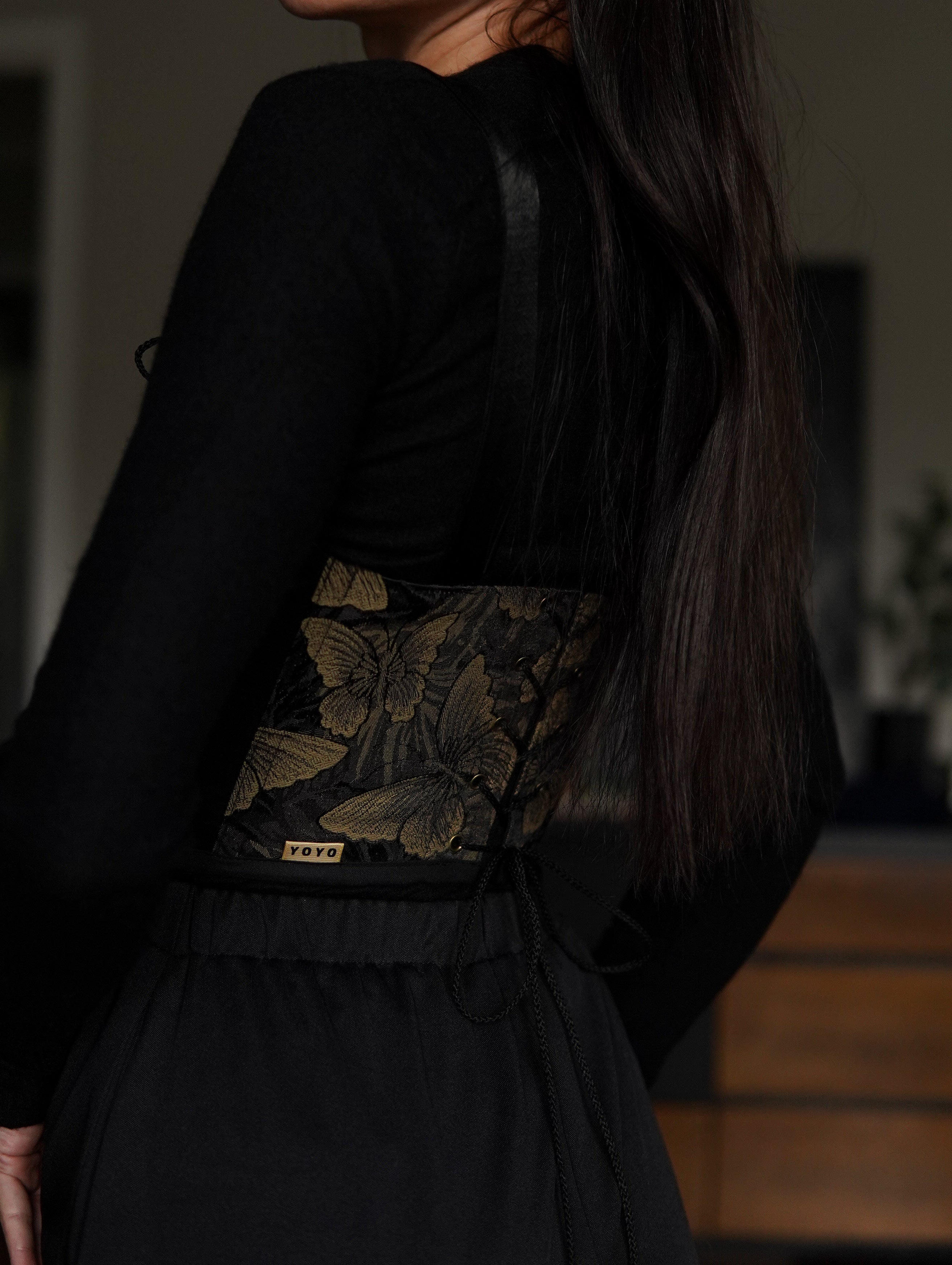 Black Butterfly Underbust Corset V2