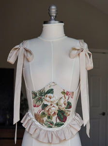 Tie Straps Floral Underbust Corset