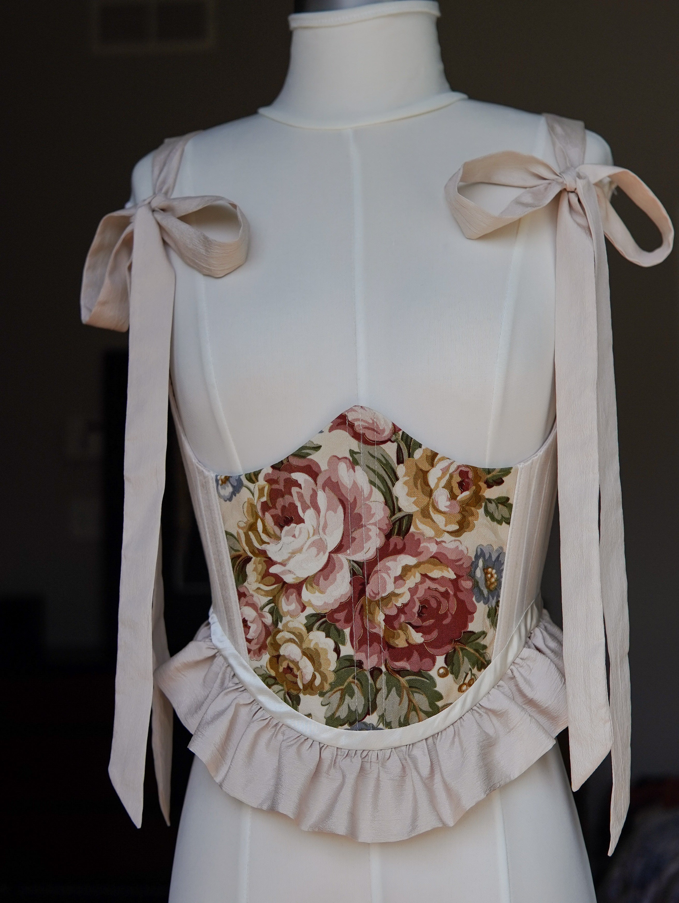 Tie Straps Floral Underbust Corset