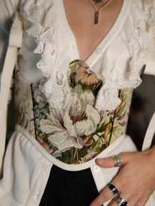 Floral Bow Tie Underbust Corset