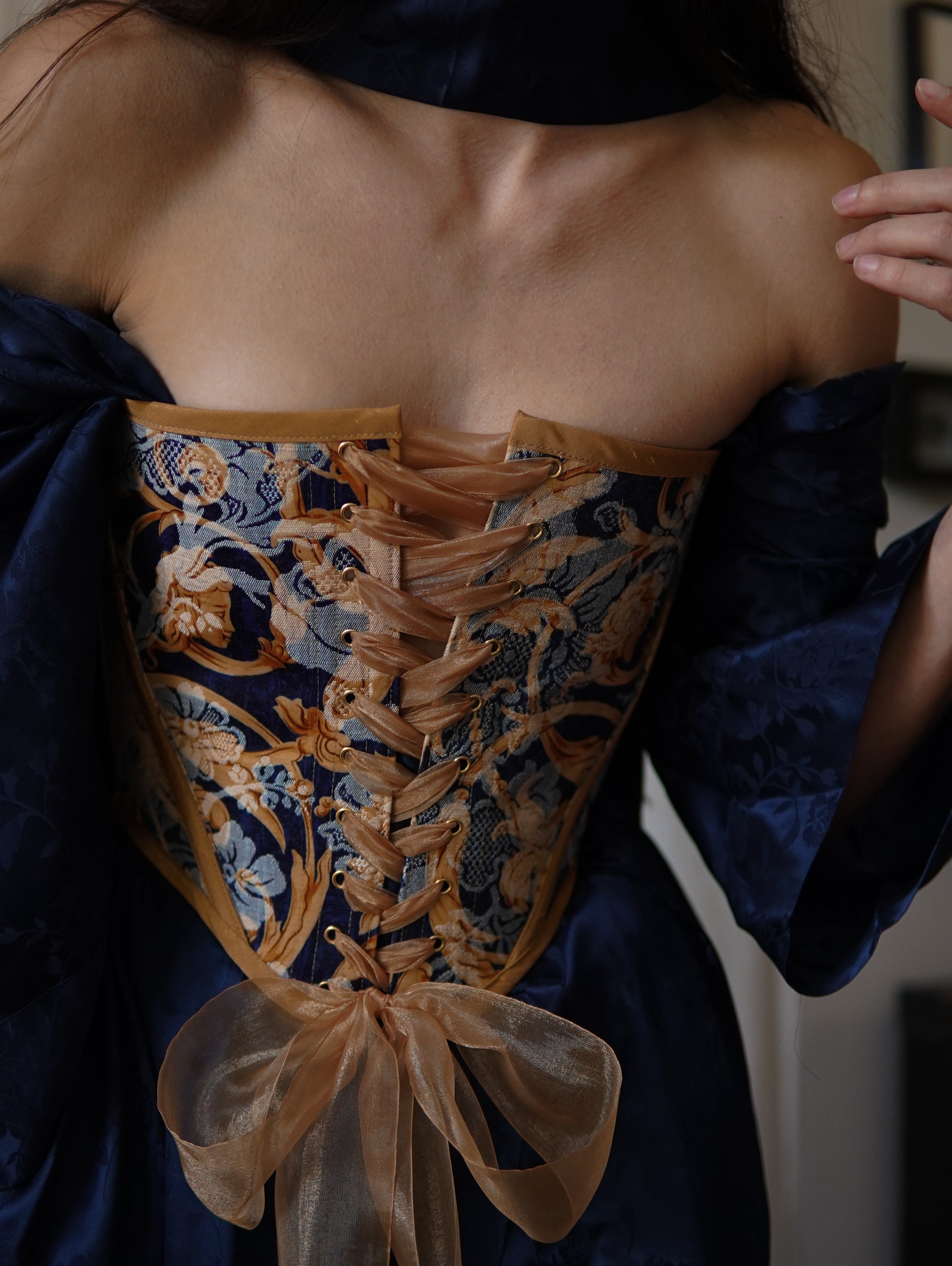 Golden Navy Strapless Corset