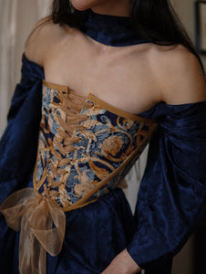 Golden Navy Strapless Corset