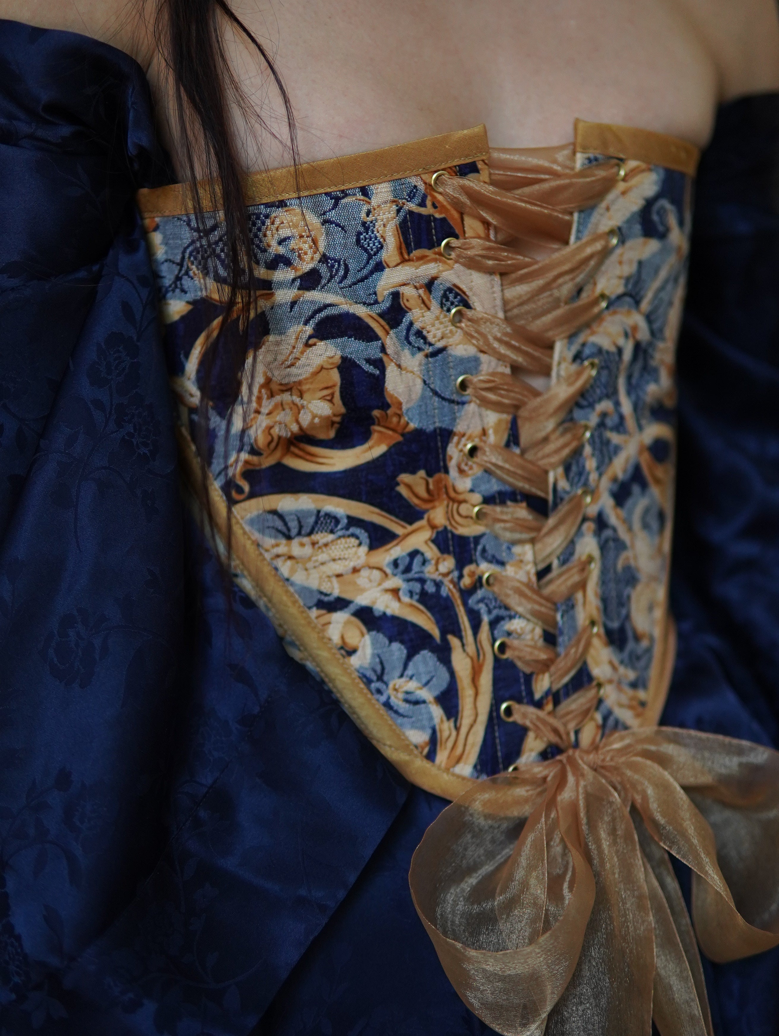 Golden Navy Strapless Corset