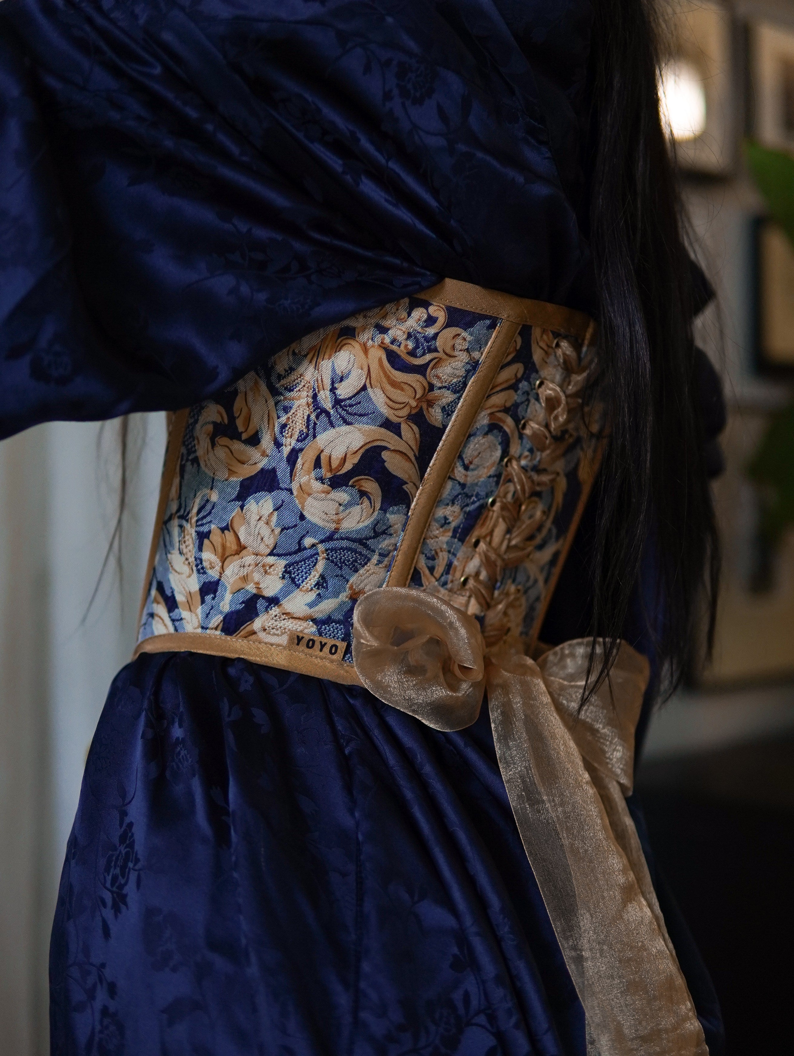 Golden Navy Strapless Corset