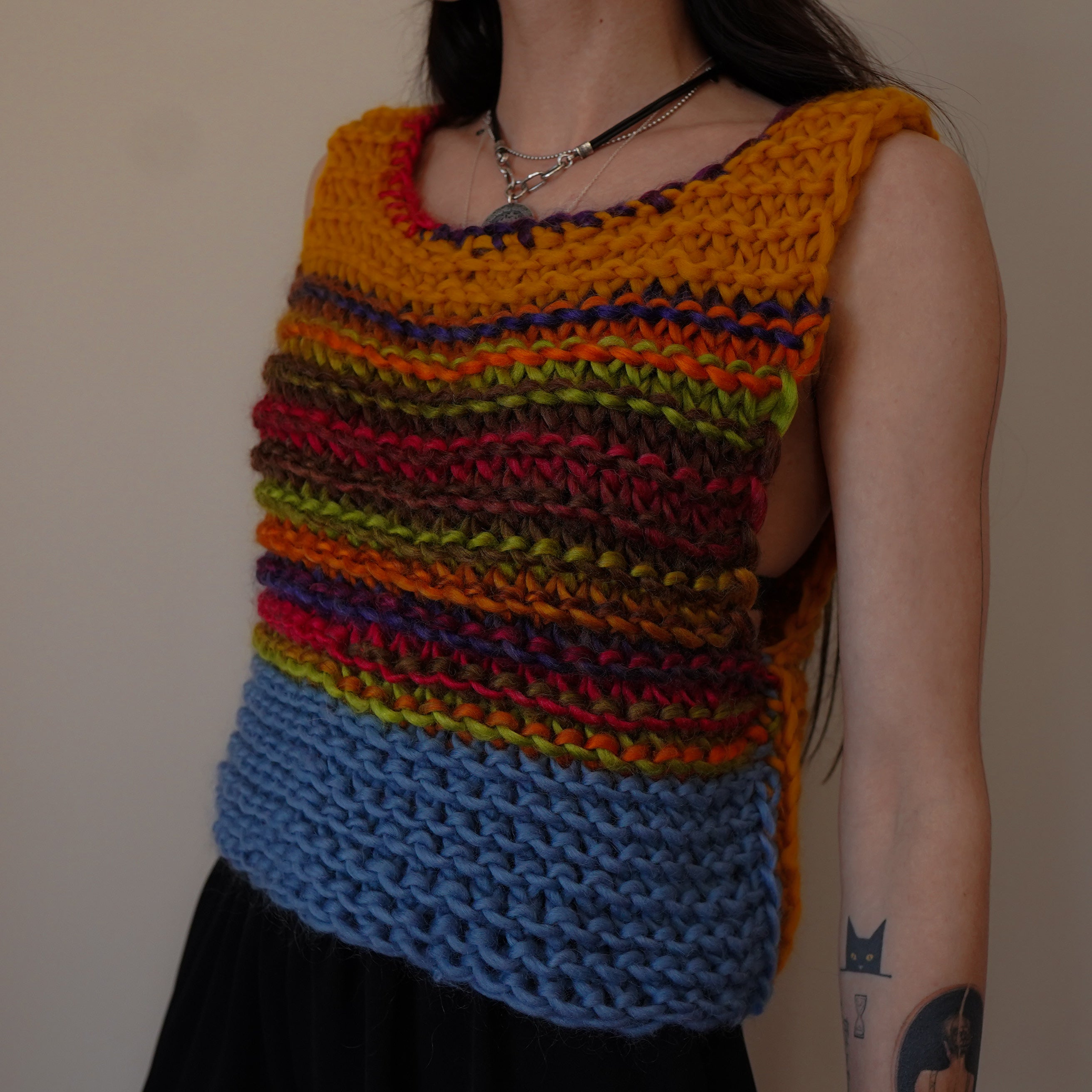 Rainbow Chunky Knitted Vest