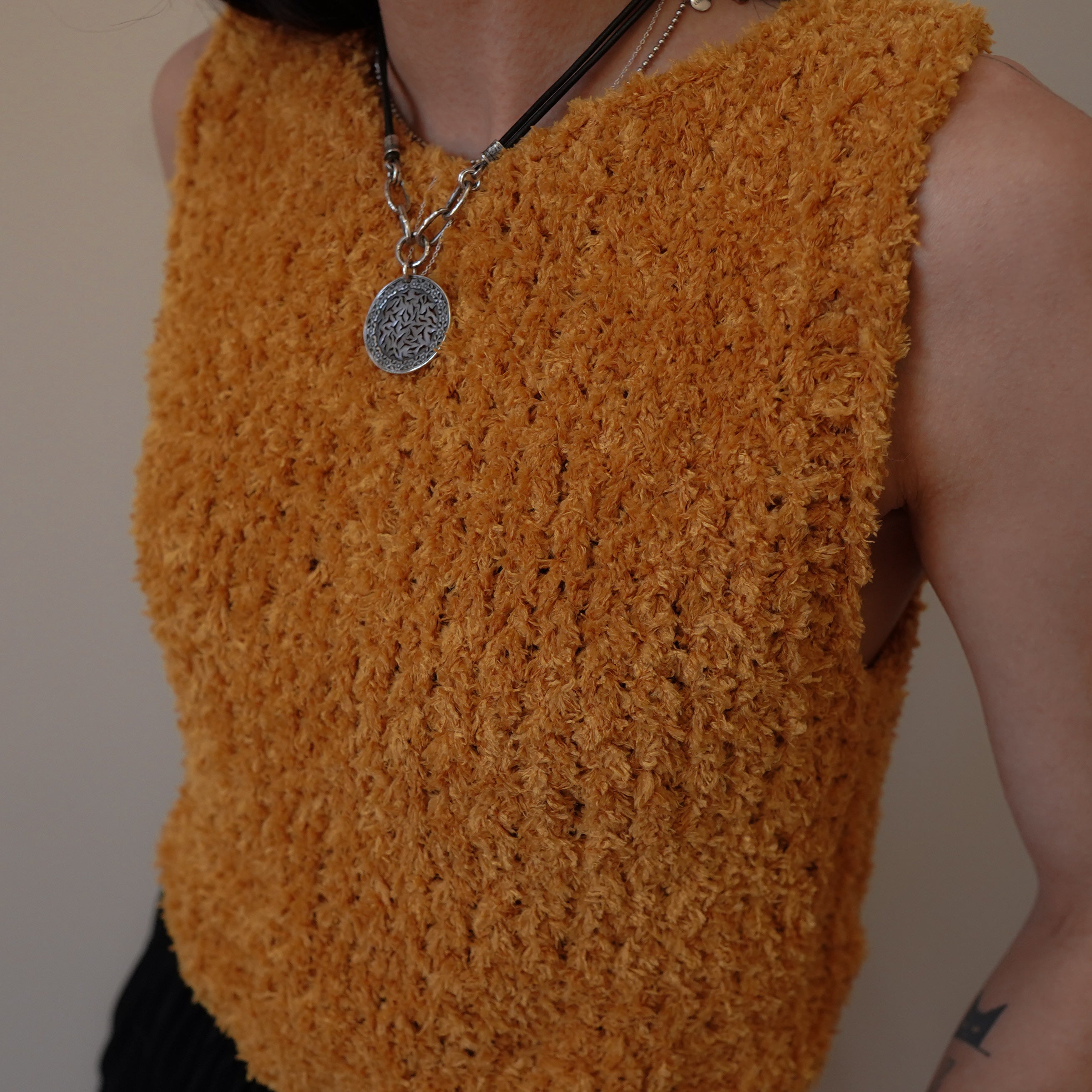 Fuzzy Orange Knitted Vest