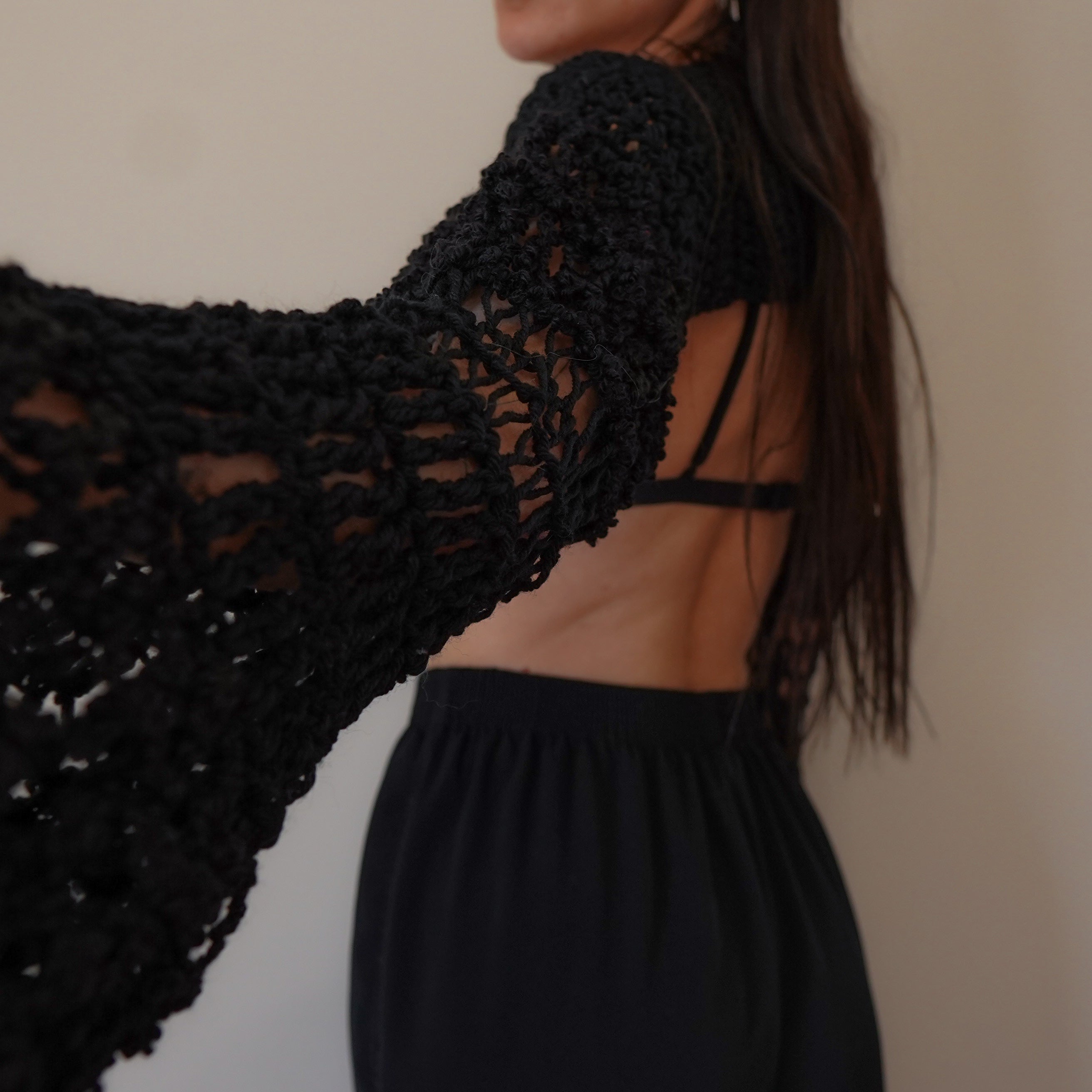 Black Mix Texture Shrug