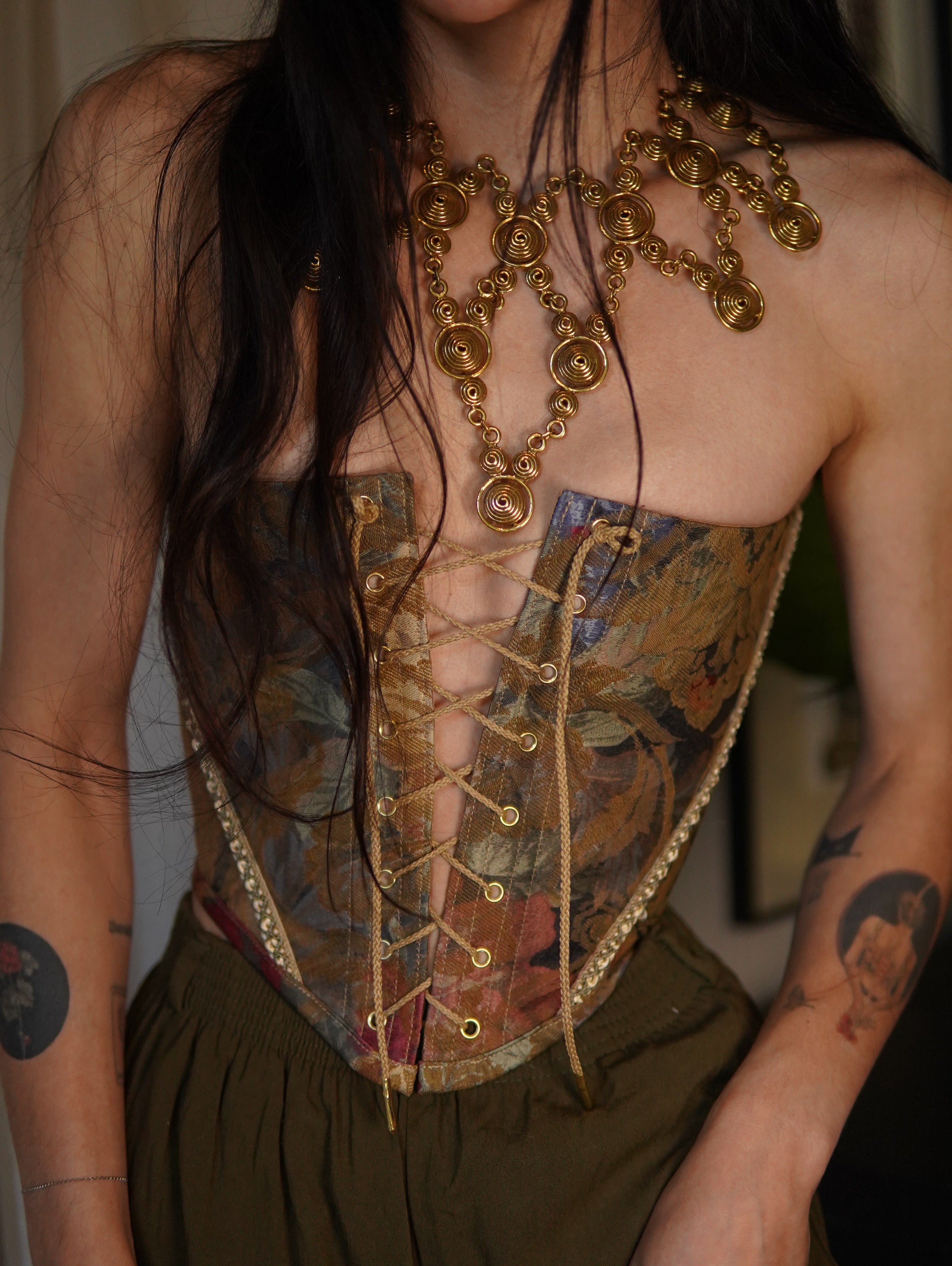 Fall Leaves Strapless Corset
