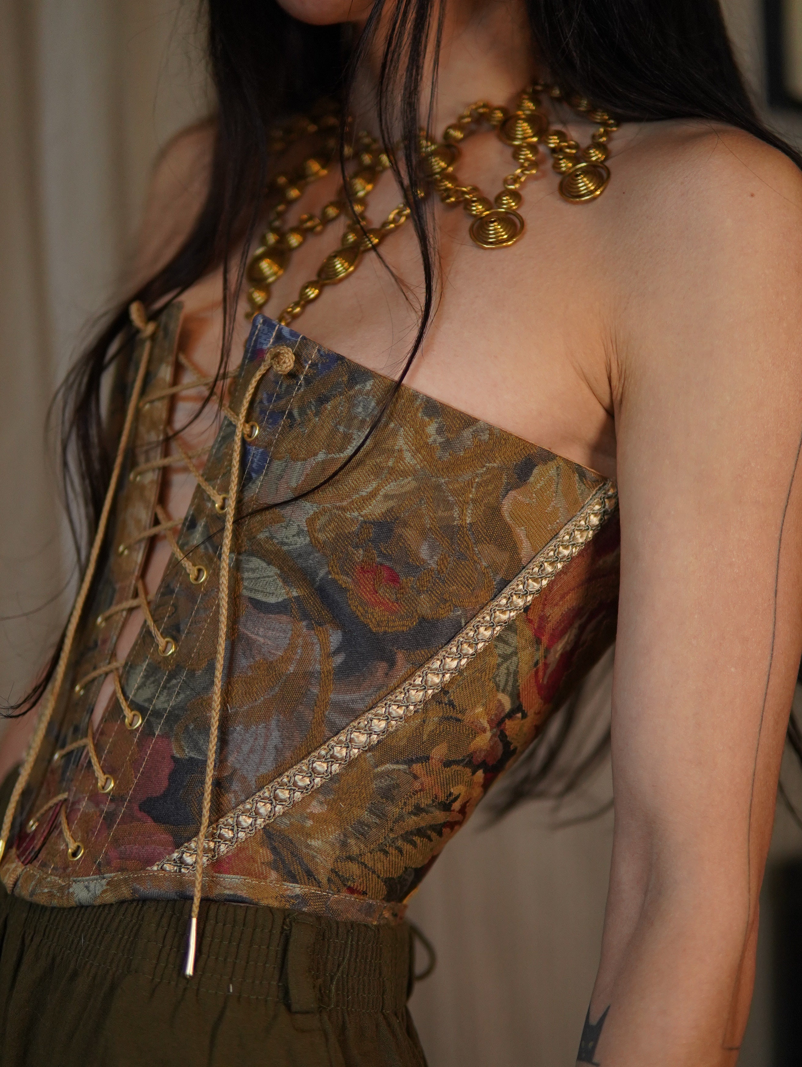 Fall Leaves Strapless Corset