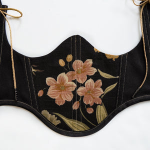 Black Floral Underbust Corset