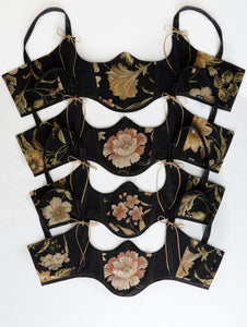 Black Floral Underbust Corset