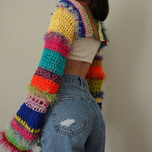 Rainbow Crocheted Shrug Bolero V19