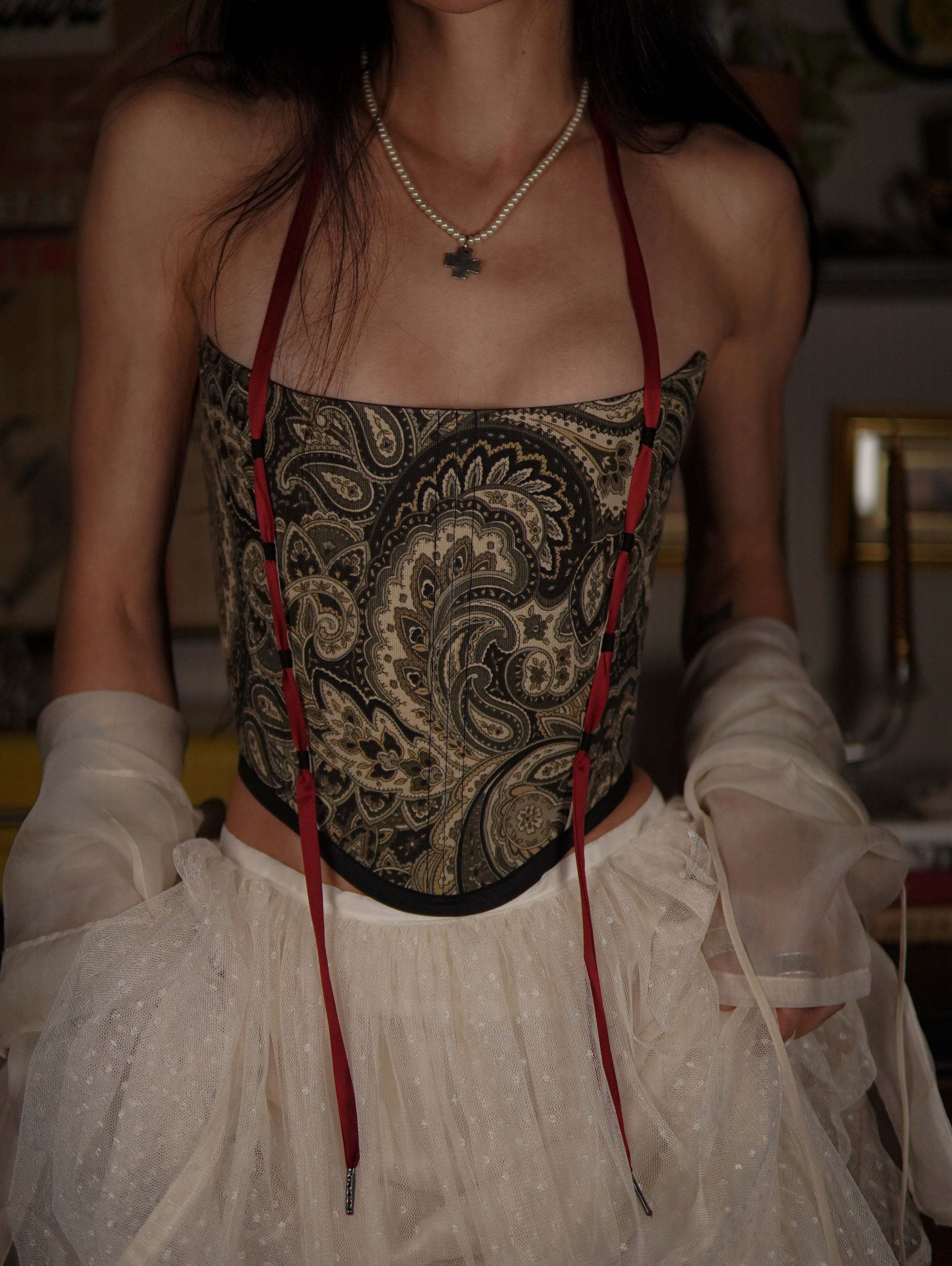 Halter Paisley Corset