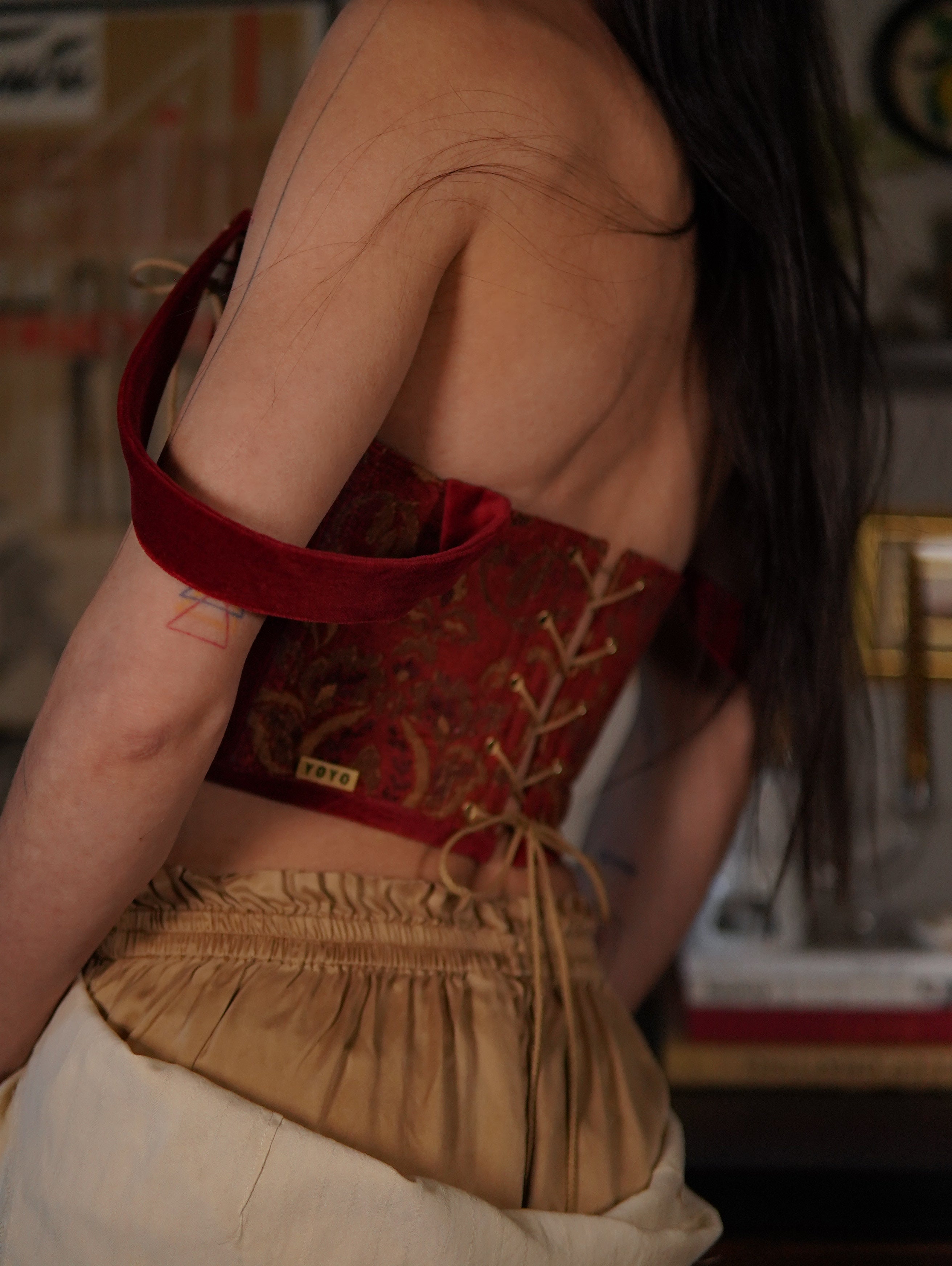 Red Velvet Brocade Corset