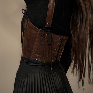 Faux Leather Underbust Corset