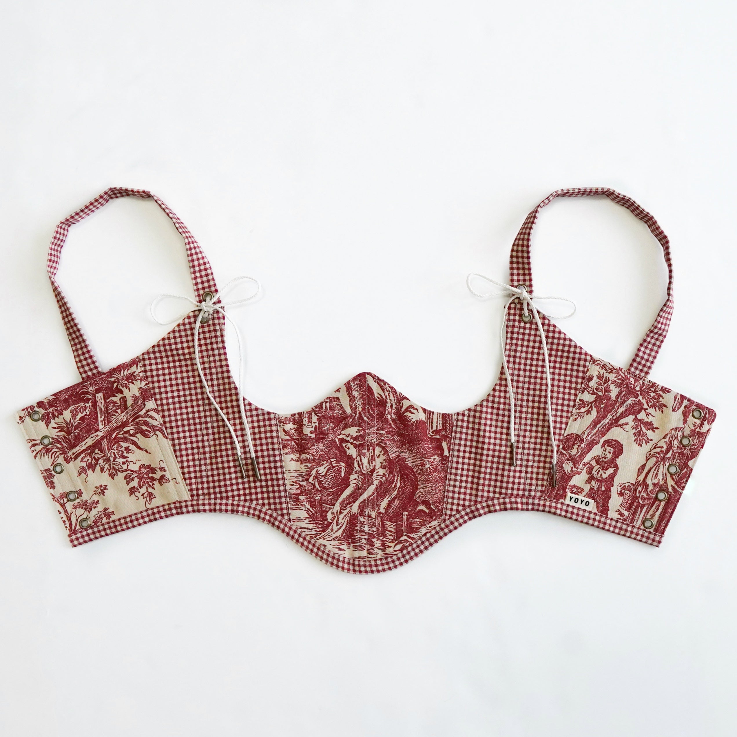 Red Toile Underbust Corset V3