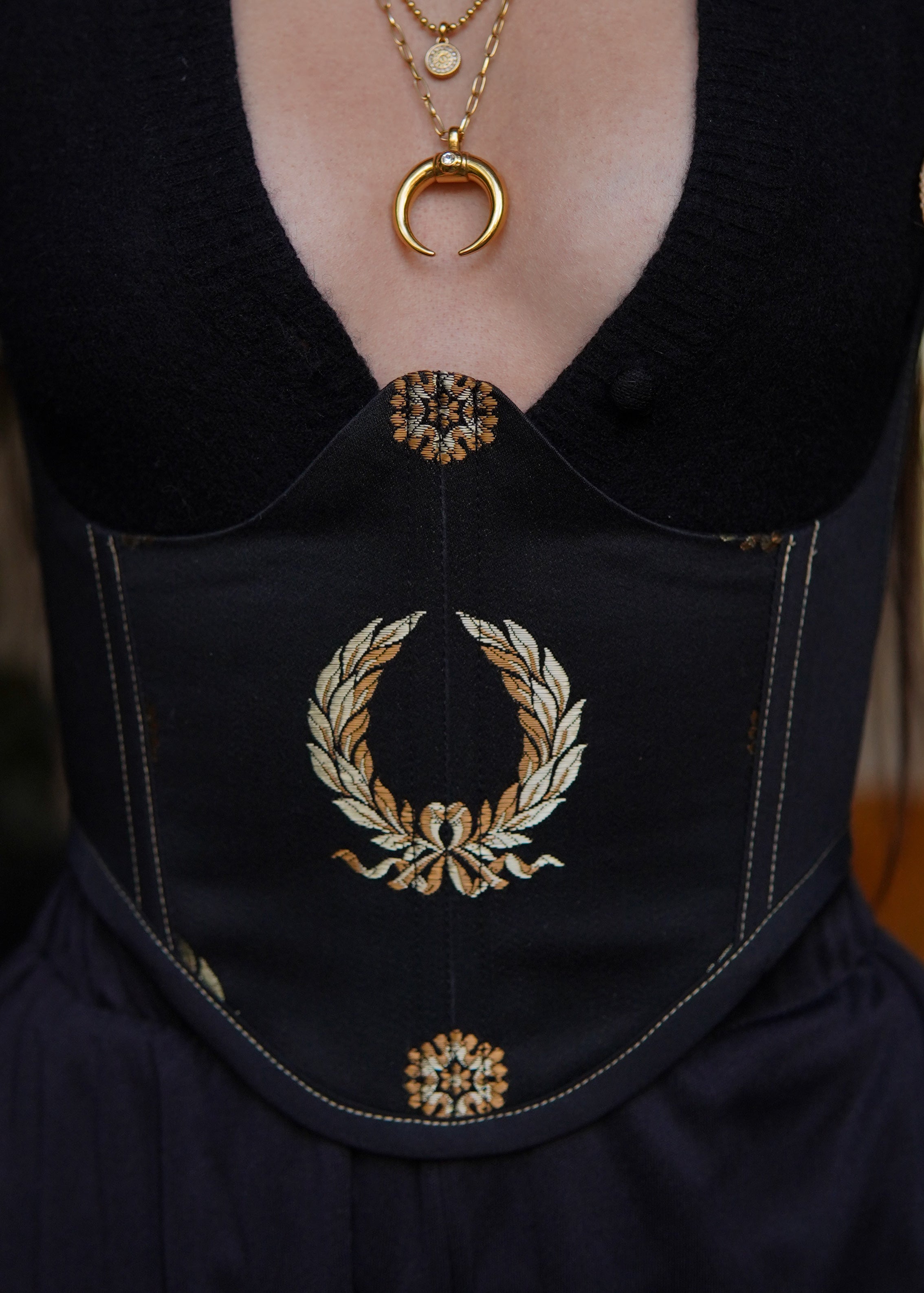 Black Golden Crest Underbust Corset