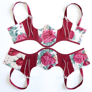 Red Flower Underbust Corset