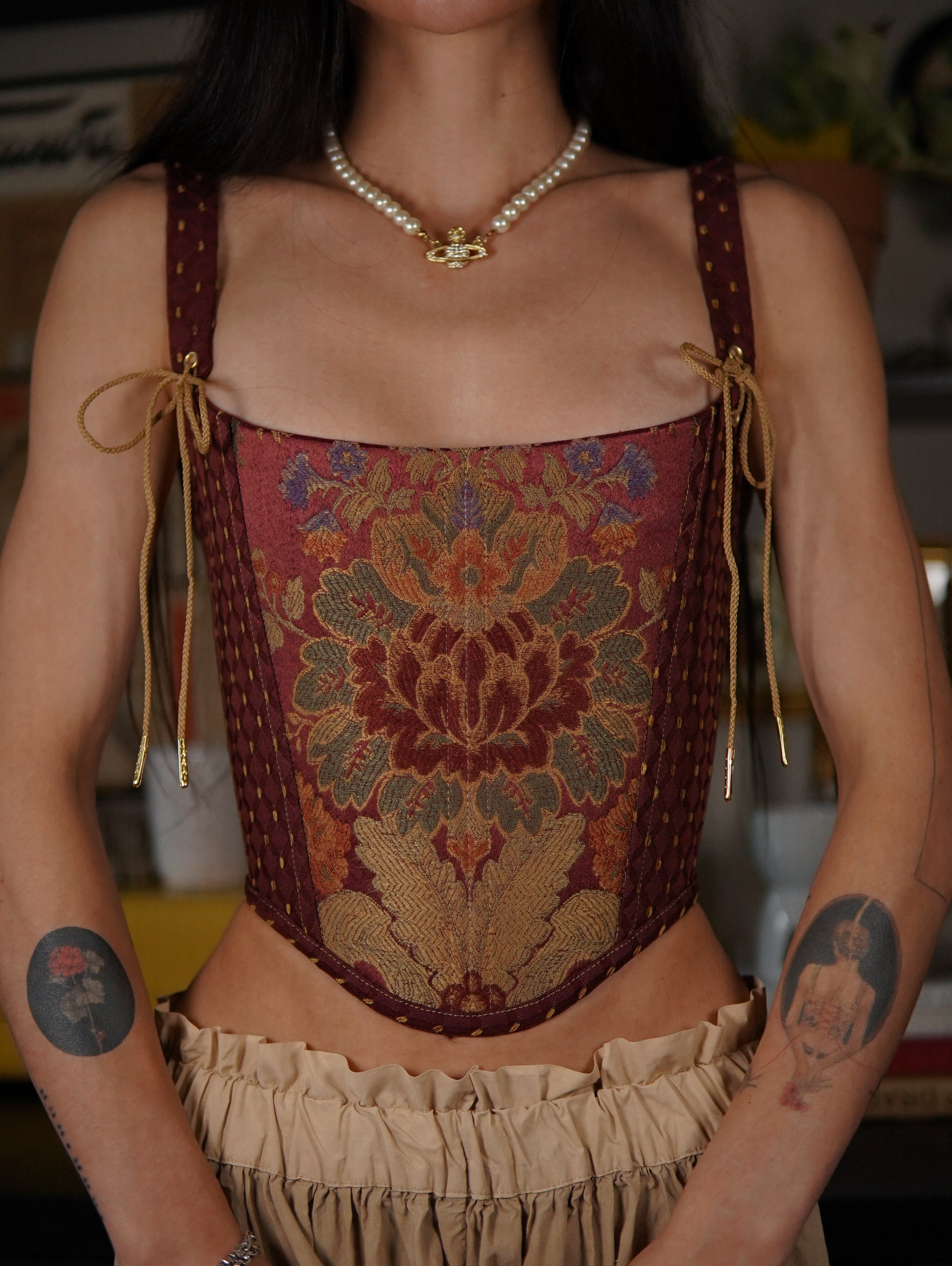 Burgundy Brocade Corset