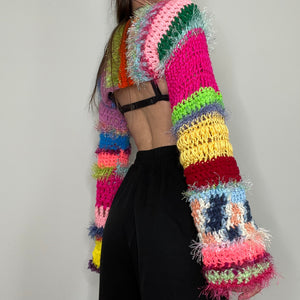 Rainbow Crocheted Shrug Bolero V15
