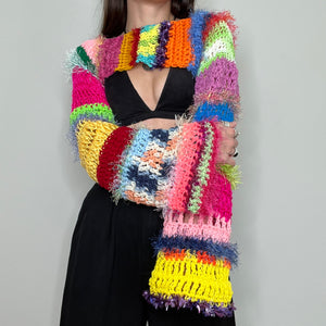 Rainbow Crocheted Shrug Bolero V15