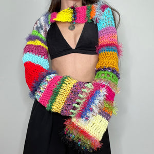 Rainbow Crocheted Shrug Bolero V16