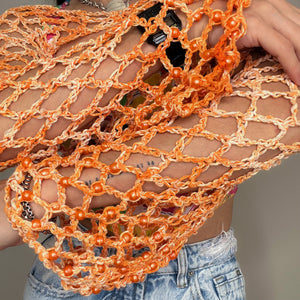 Orange Beads Crocheted Shrug
