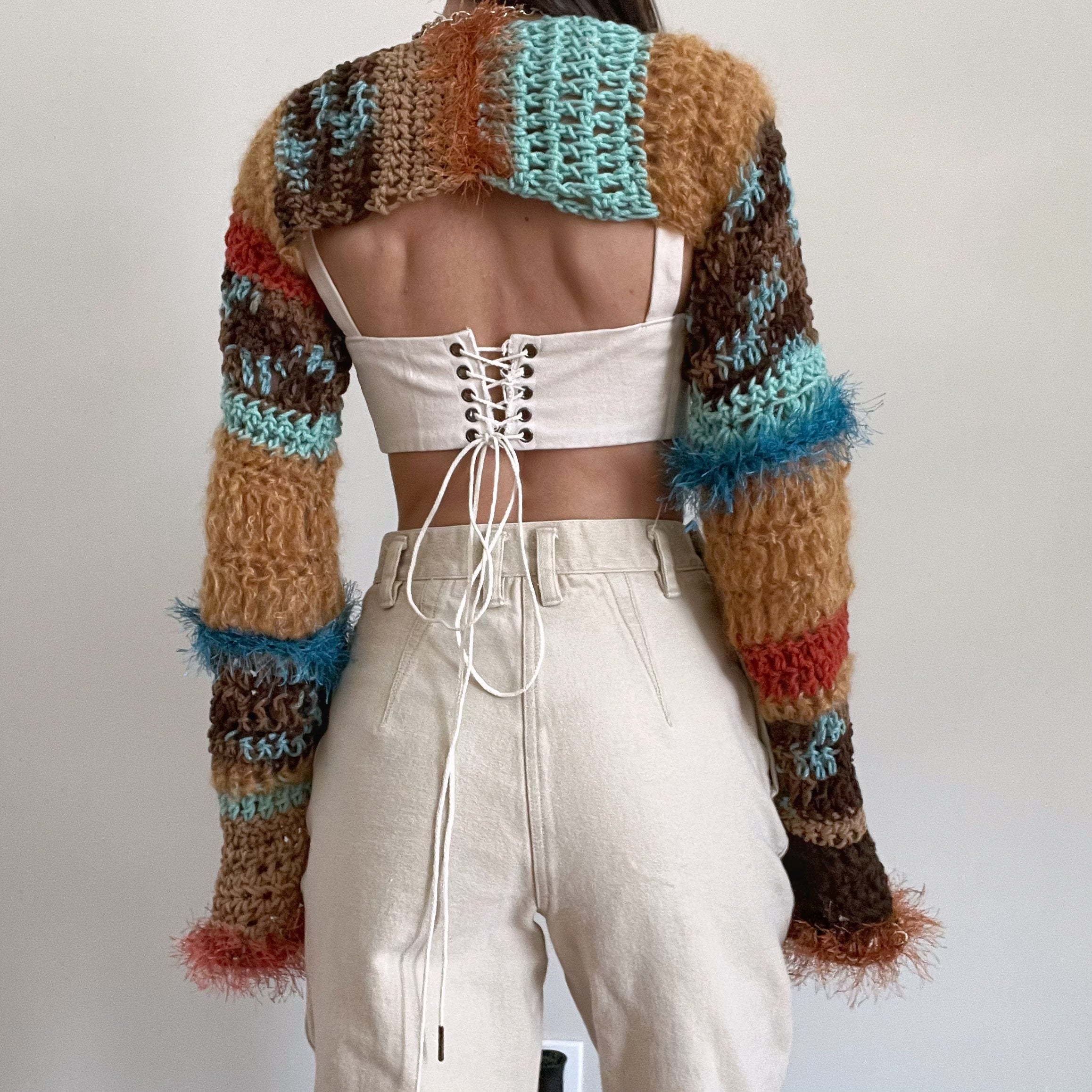 Fall Rainbow Crocheted Shrug V1