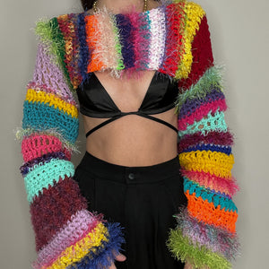 Rainbow Crocheted Shrug Bolero V13