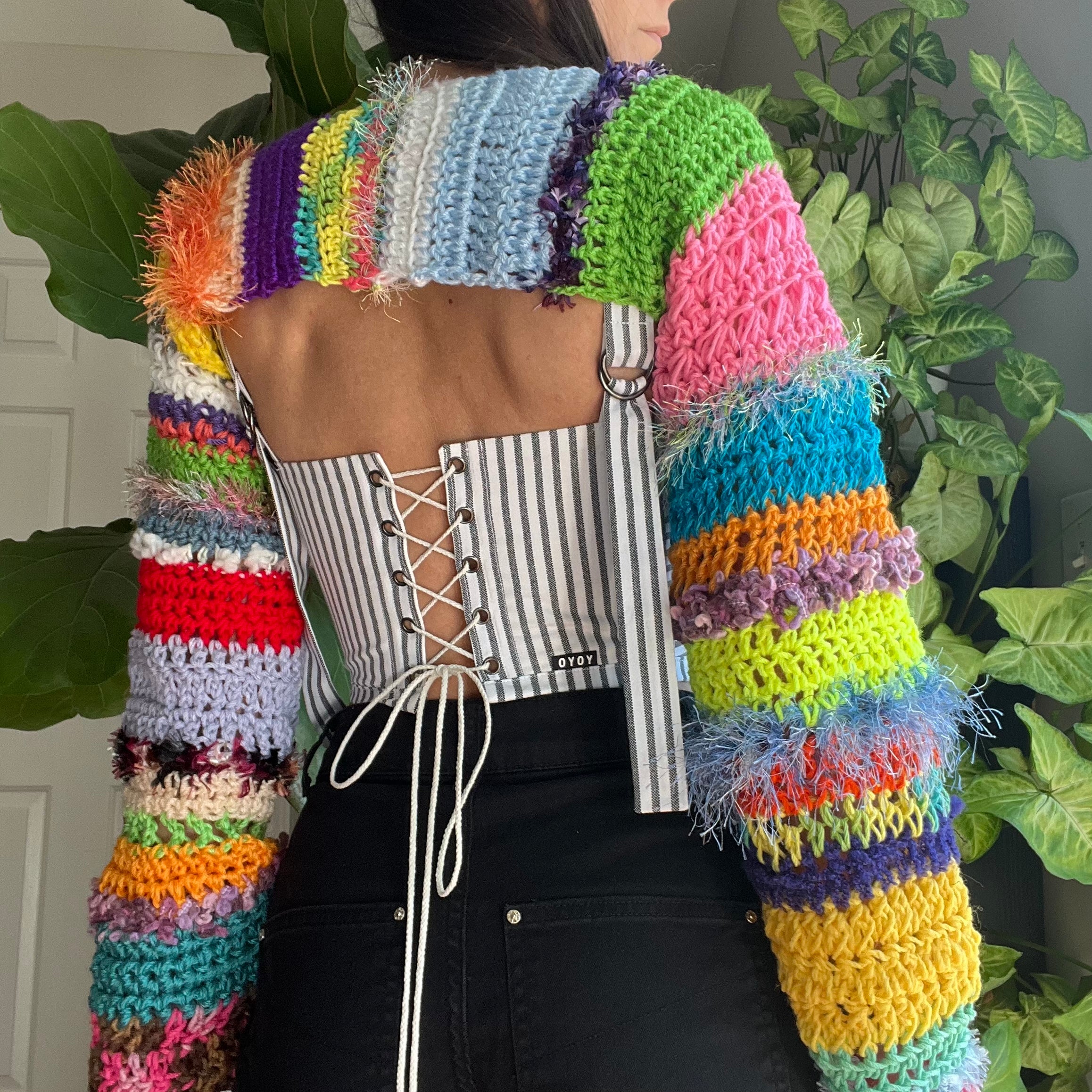 Rainbow Crocheted Shrug Bolero V11